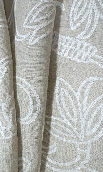 Floral Embroidered Linen Blinds (Brown)