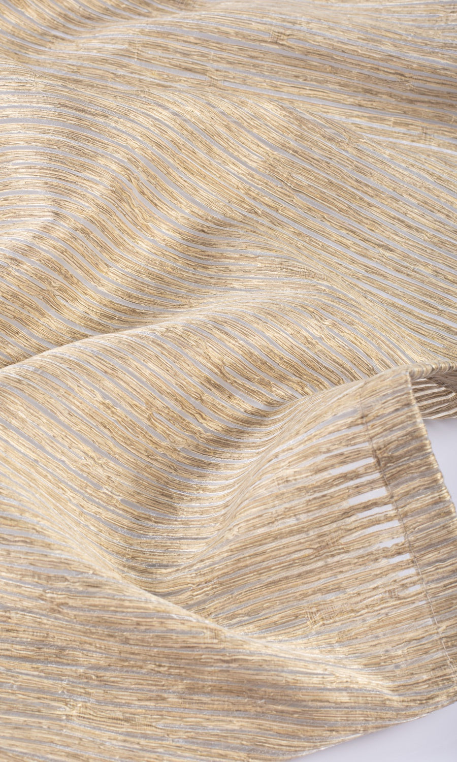 Striped Sheer Fabric By the Metre for Roman Blinds & Shades (Peanut Brown)