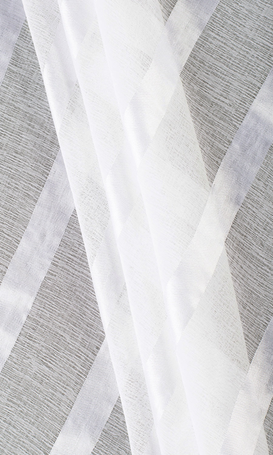 Striped Sheer Fabric Material By the Metre (White)