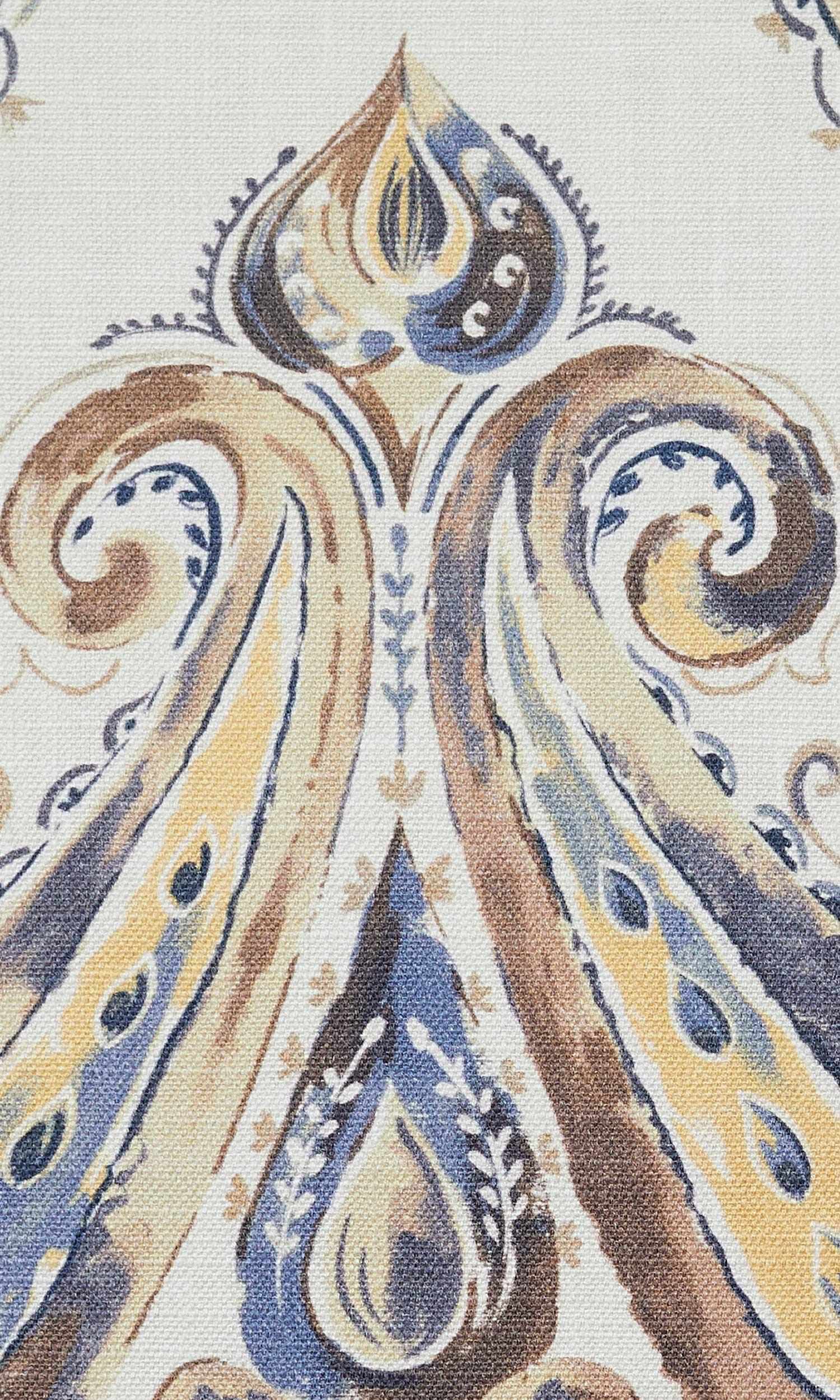 Paisley Print Home Textile Fabric Material By the Metre (Brown/ Blue)