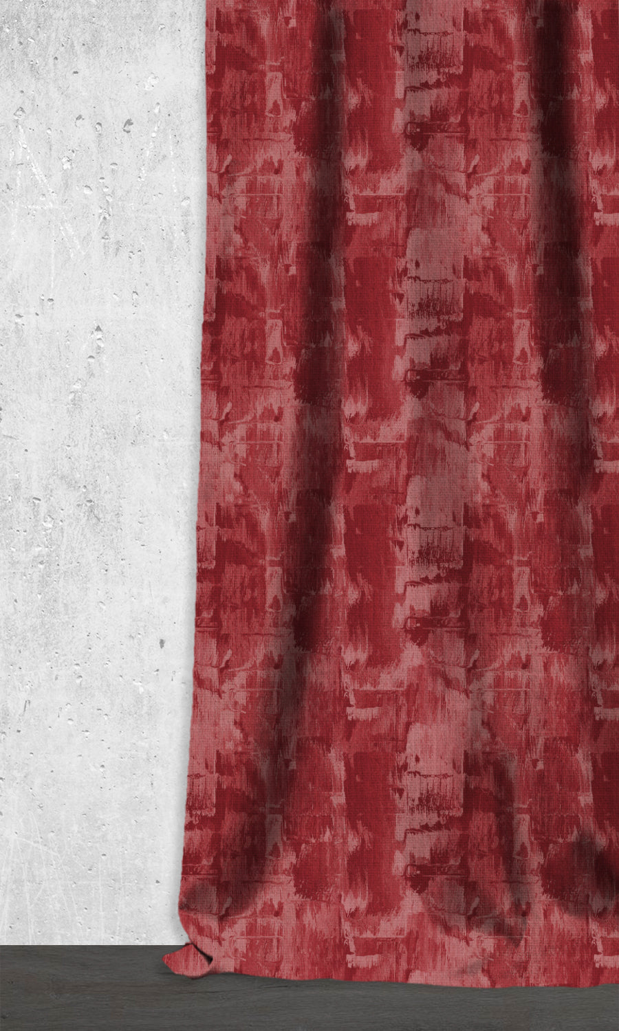 Watercolor Effect Striped Window Treatments Fabric Sample (Red)