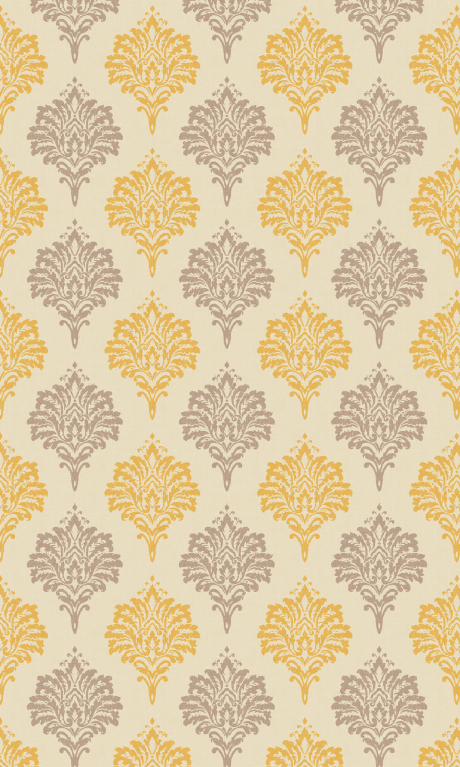 Damask Patterned Dimout Home Textile Fabric Material By the Metre (Yellow/ Grey)