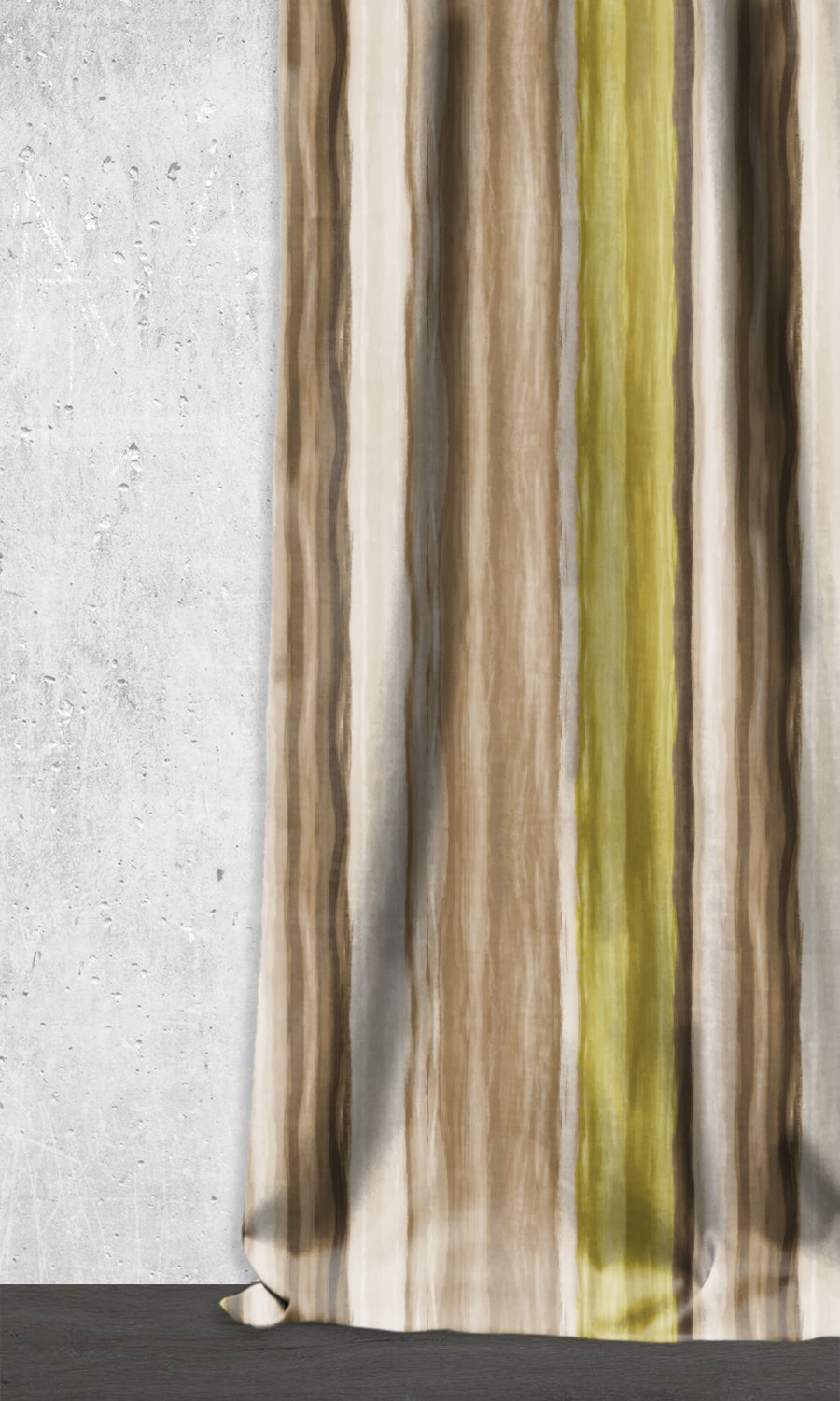 Striped Dimout Window Treatments Fabric Sample (Yellow/ Brown/ Green)