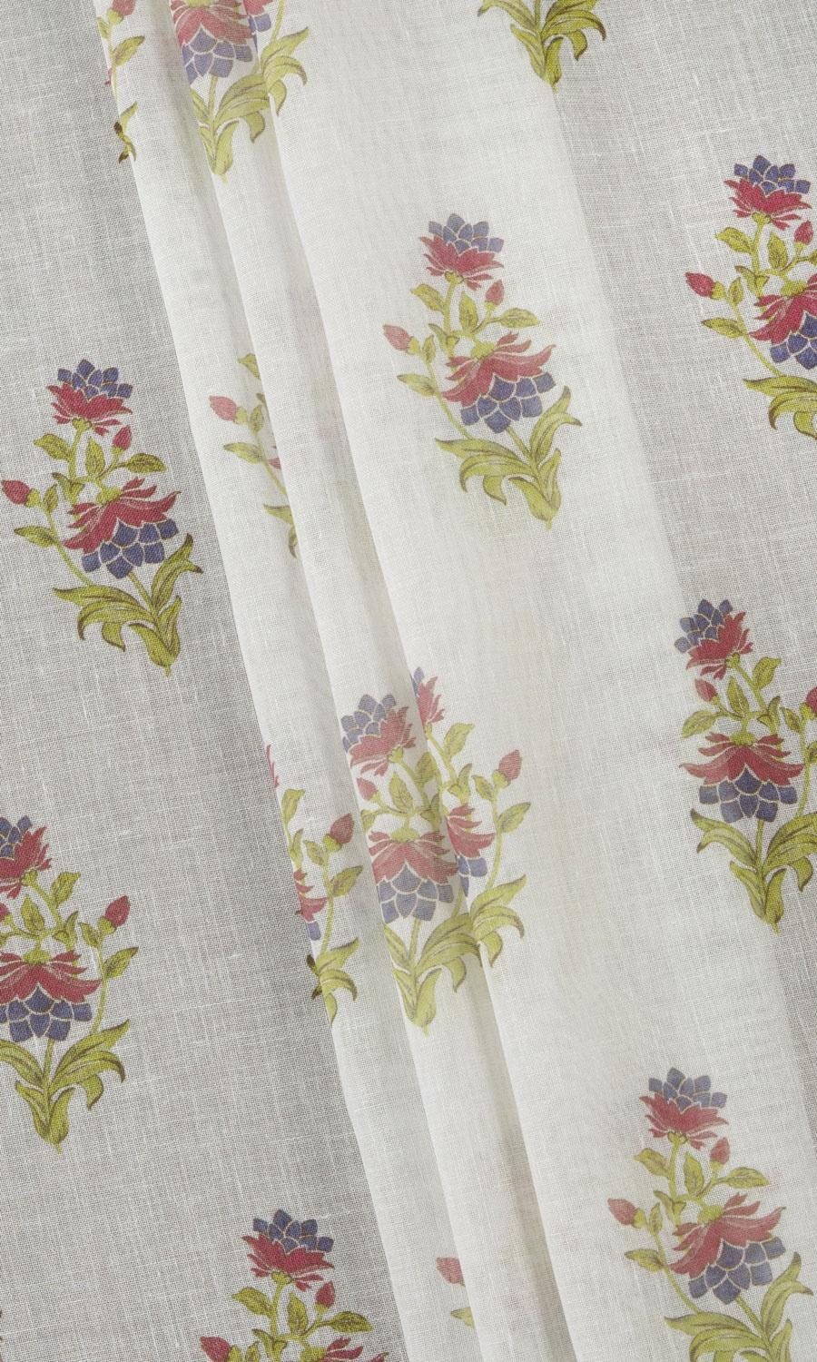 Sheer Floral Roman Shades (Cream/ Pink) Extra Long Short Wide