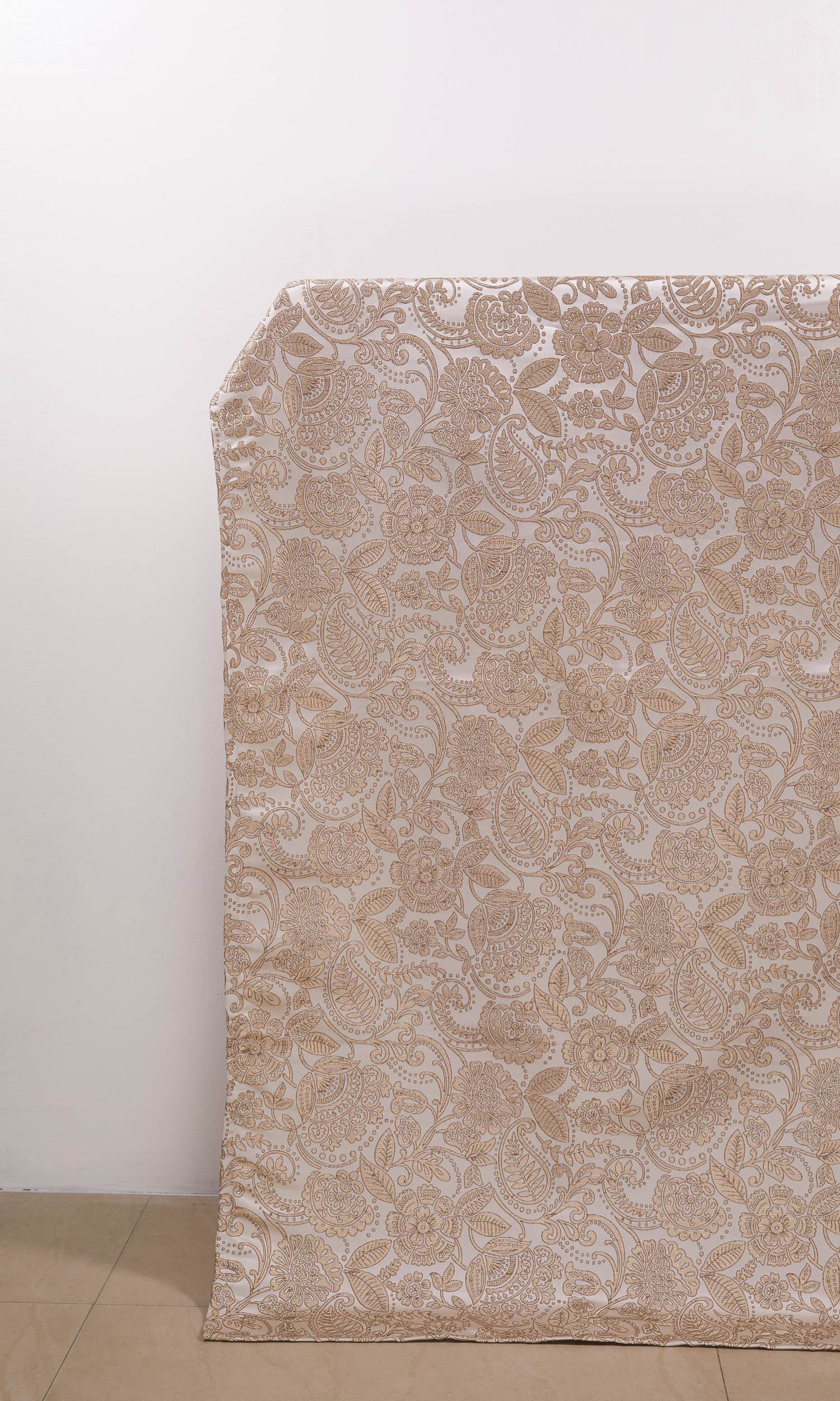 Floral Embossed Window Treatments Fabric Sample (Two Tone Beige)