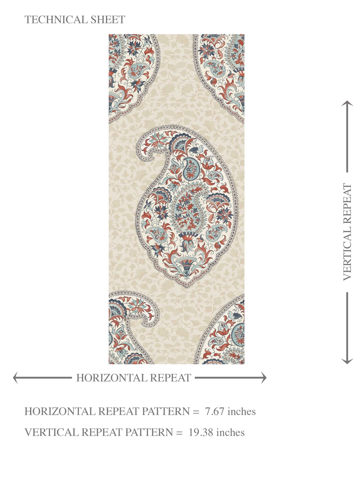 Paisley Floral Print Kids Room Wallpaper (Red/ Blue/ Beige)