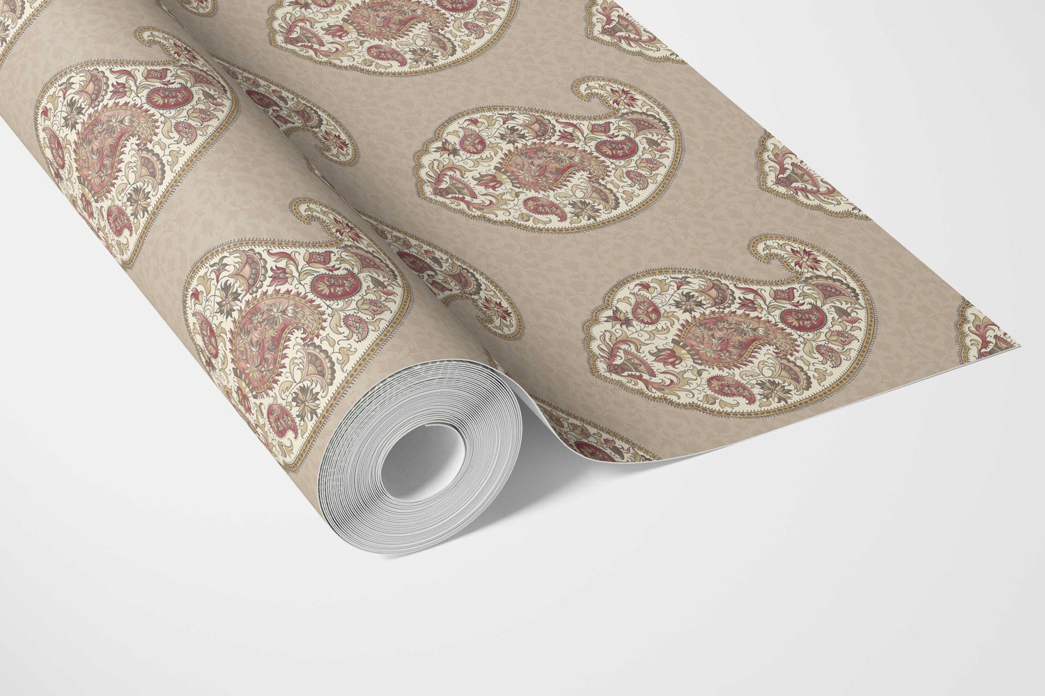 Neutral Paisley Floral Print Bathroom Wallpaper (Brown/ Beige/ Pink)