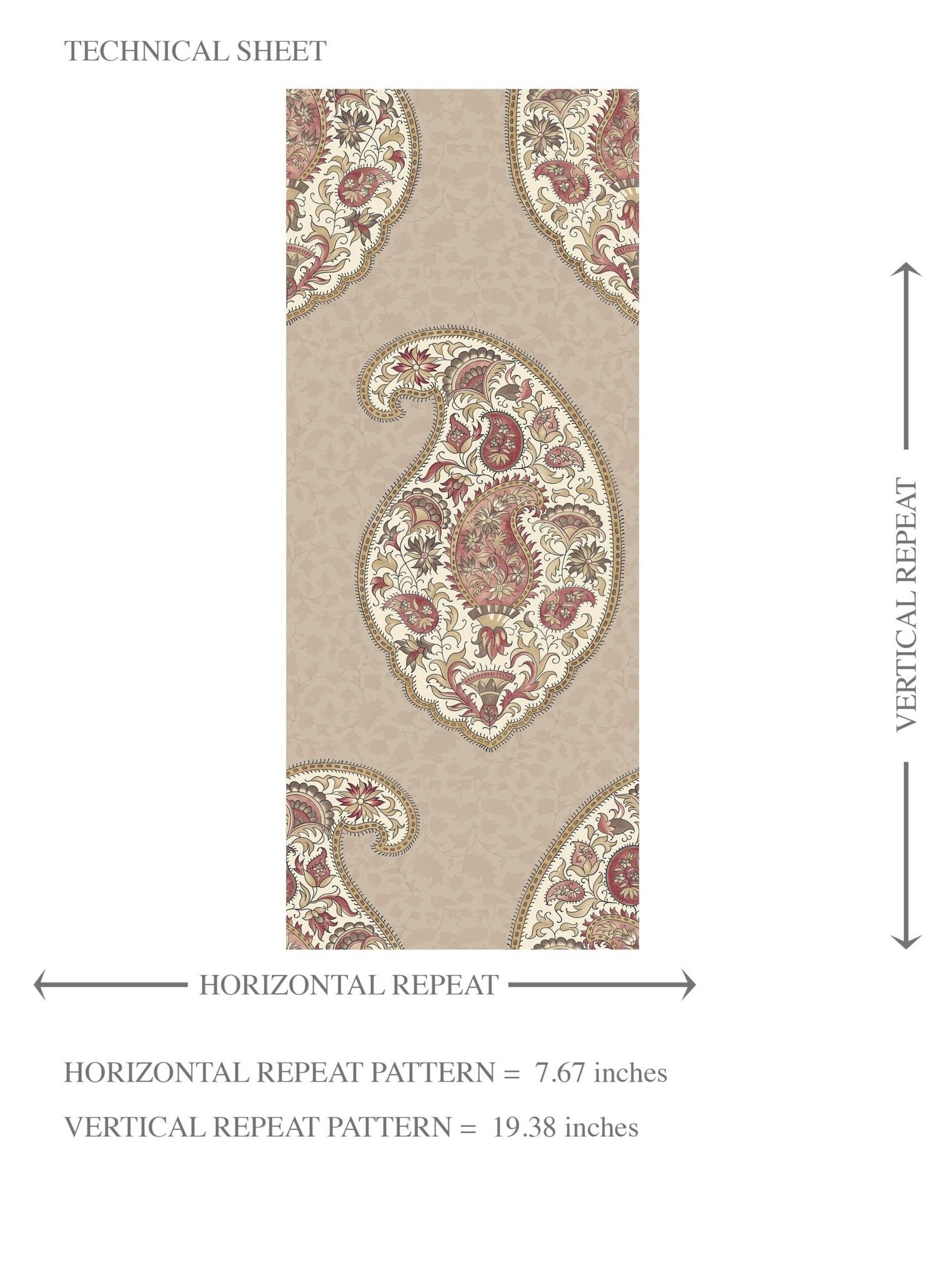 Neutral Paisley Floral Print Kids Room Wallpaper (Brown/ Beige/ Pink)