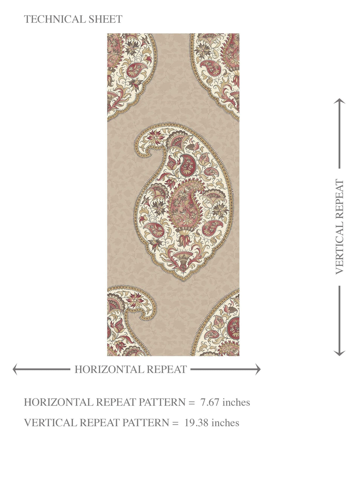 Neutral Paisley Floral Print Kids Room Wallpaper (Brown/ Beige/ Pink)