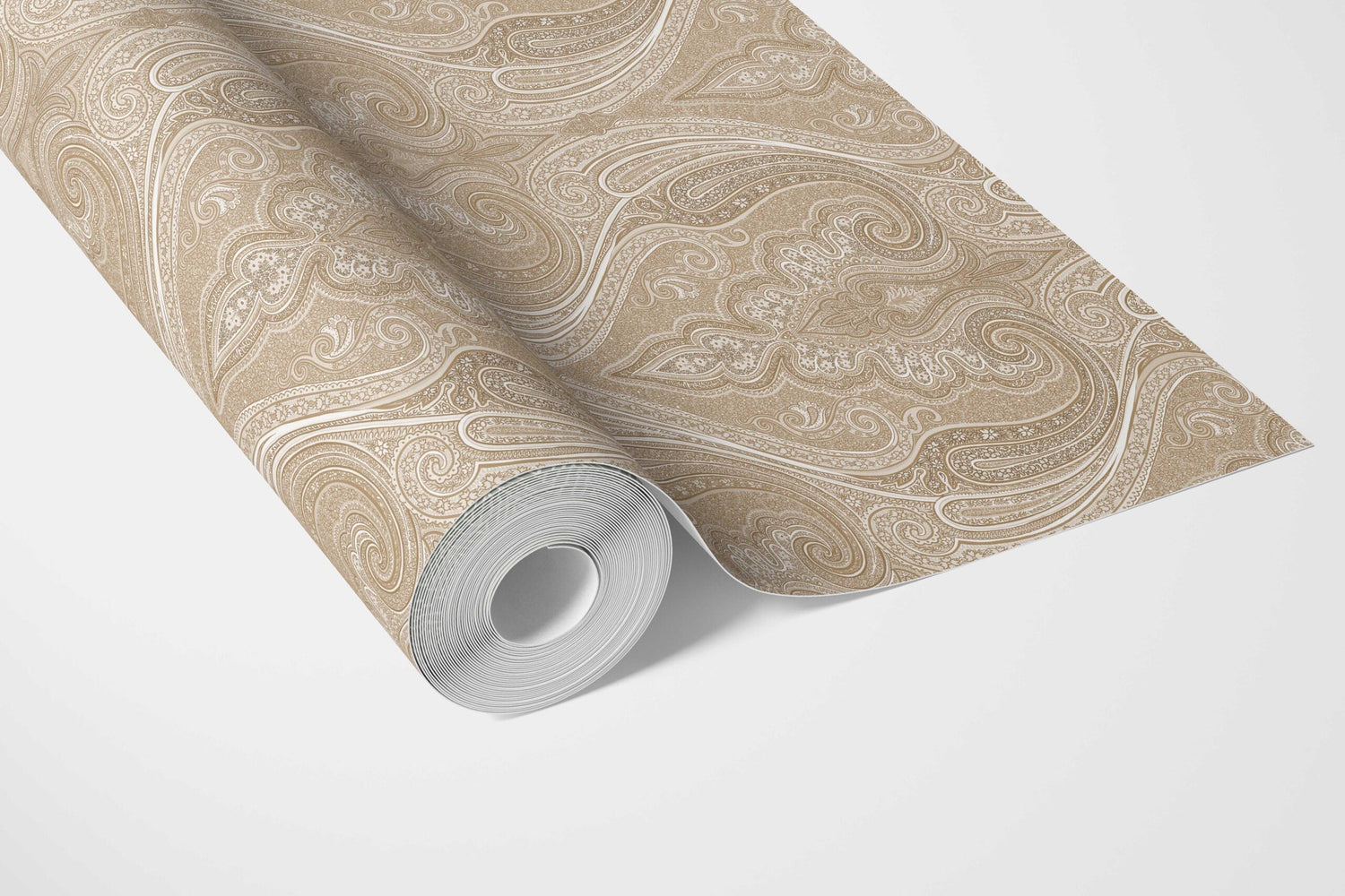 Neutral Paisley Floral/ Damask Patterned Bathroom Wallpaper (Brown/ Beige/ Taupe)