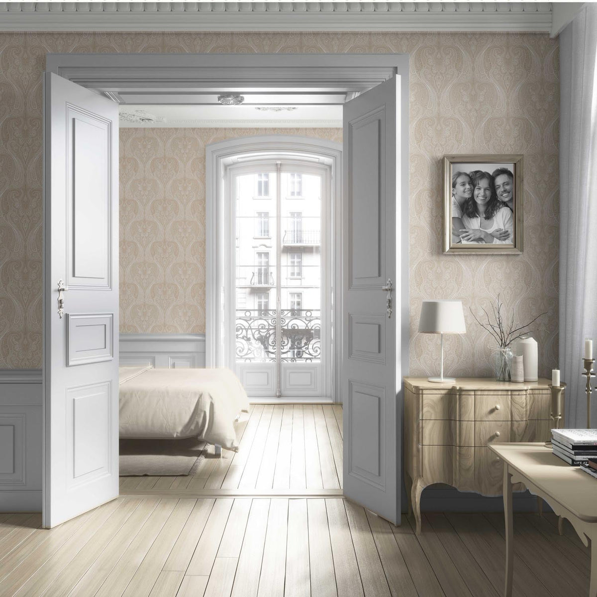 Neutral Paisley Floral/ Damask Patterned Living Room Wallpaper (Beige/ Soft Taupe)