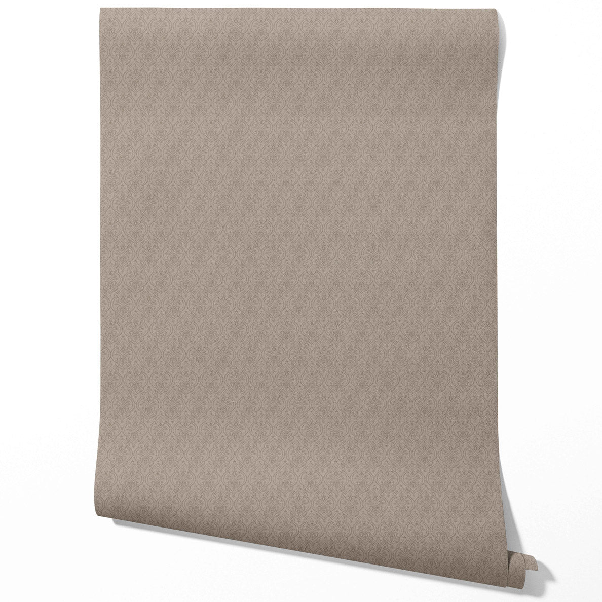 Neutral Self-Patterned Damask Floral Bathroom Wallpaper (Brown/ Beige)