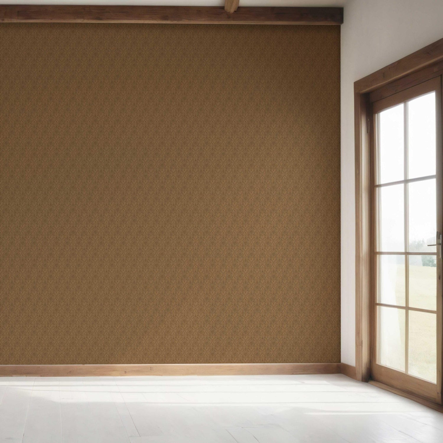 Neutral Self-Patterned Damask Floral Bedroom Wallpaper (Brown/ Deep Bronze)