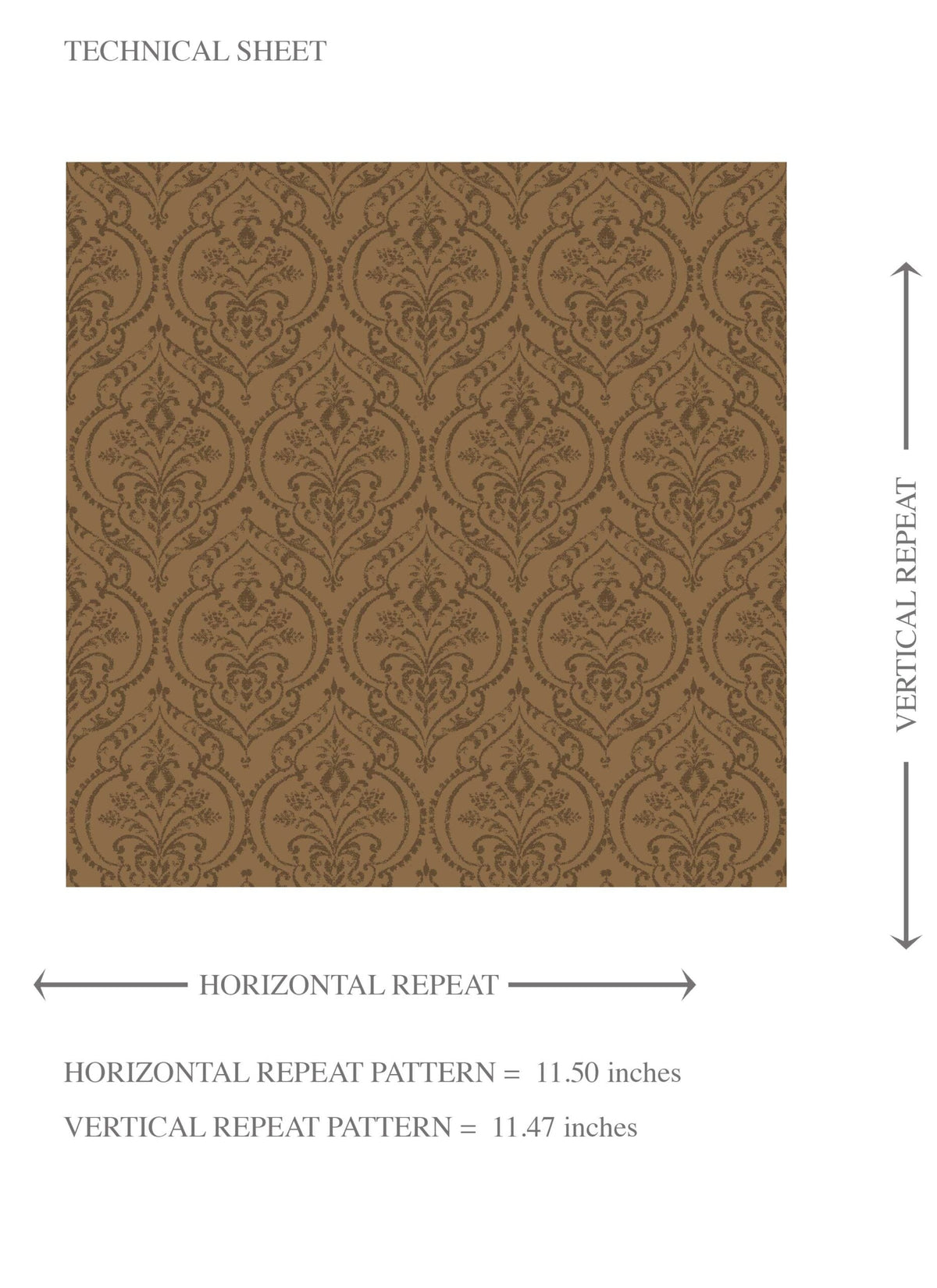 Neutral Self-Patterned Damask Floral Kids Room Wallpaper (Brown/ Deep Bronze)