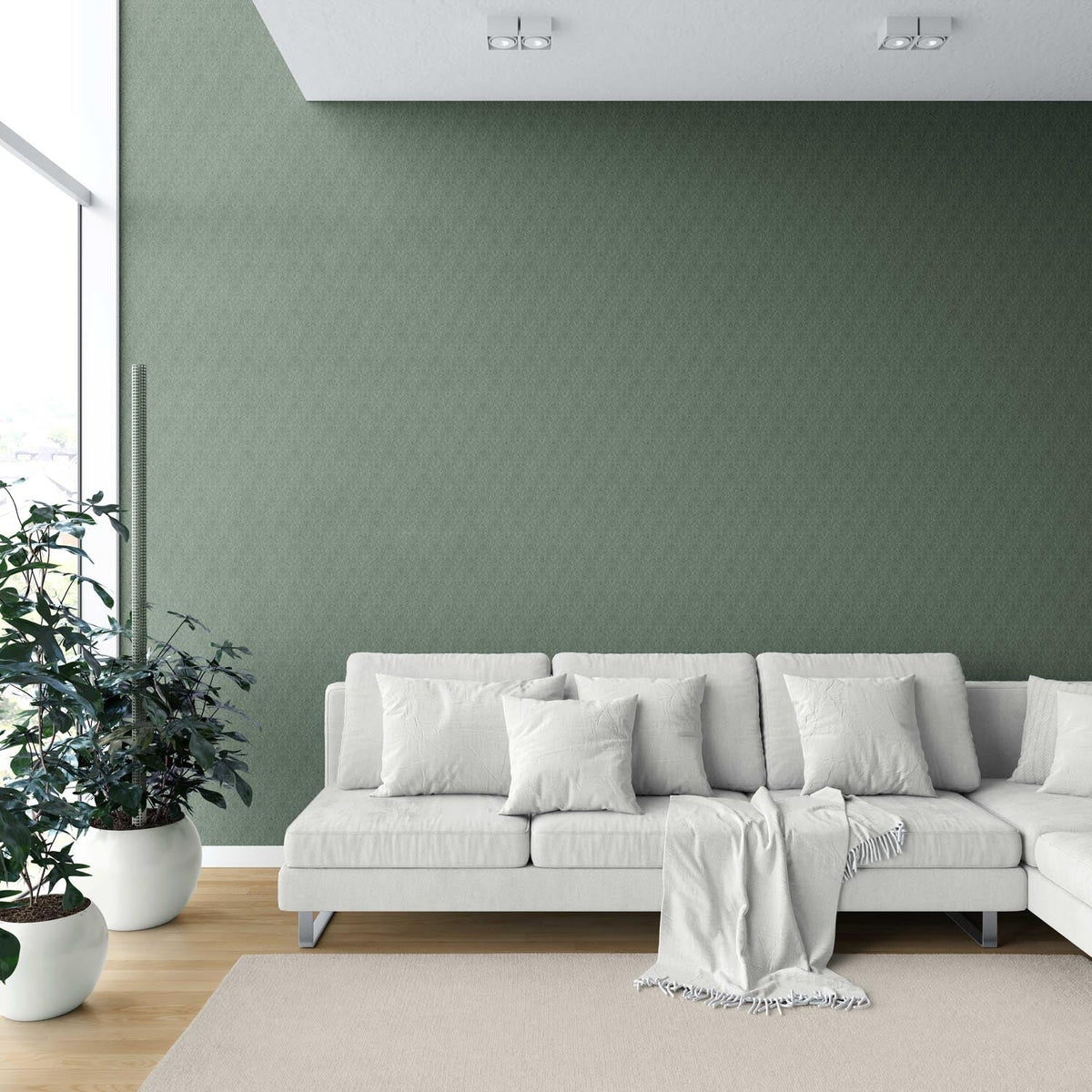 Self-Patterned Damask Floral Shower Toilet Wallpaper (Hunter Green)