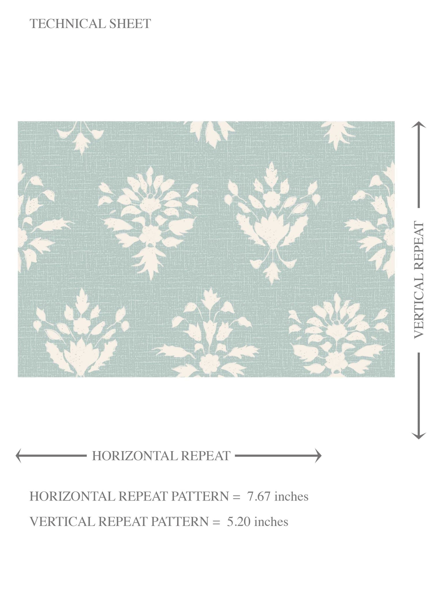 Floral Block Print Kids Room Wallpaper (Duck Egg Blue/ Off-White)