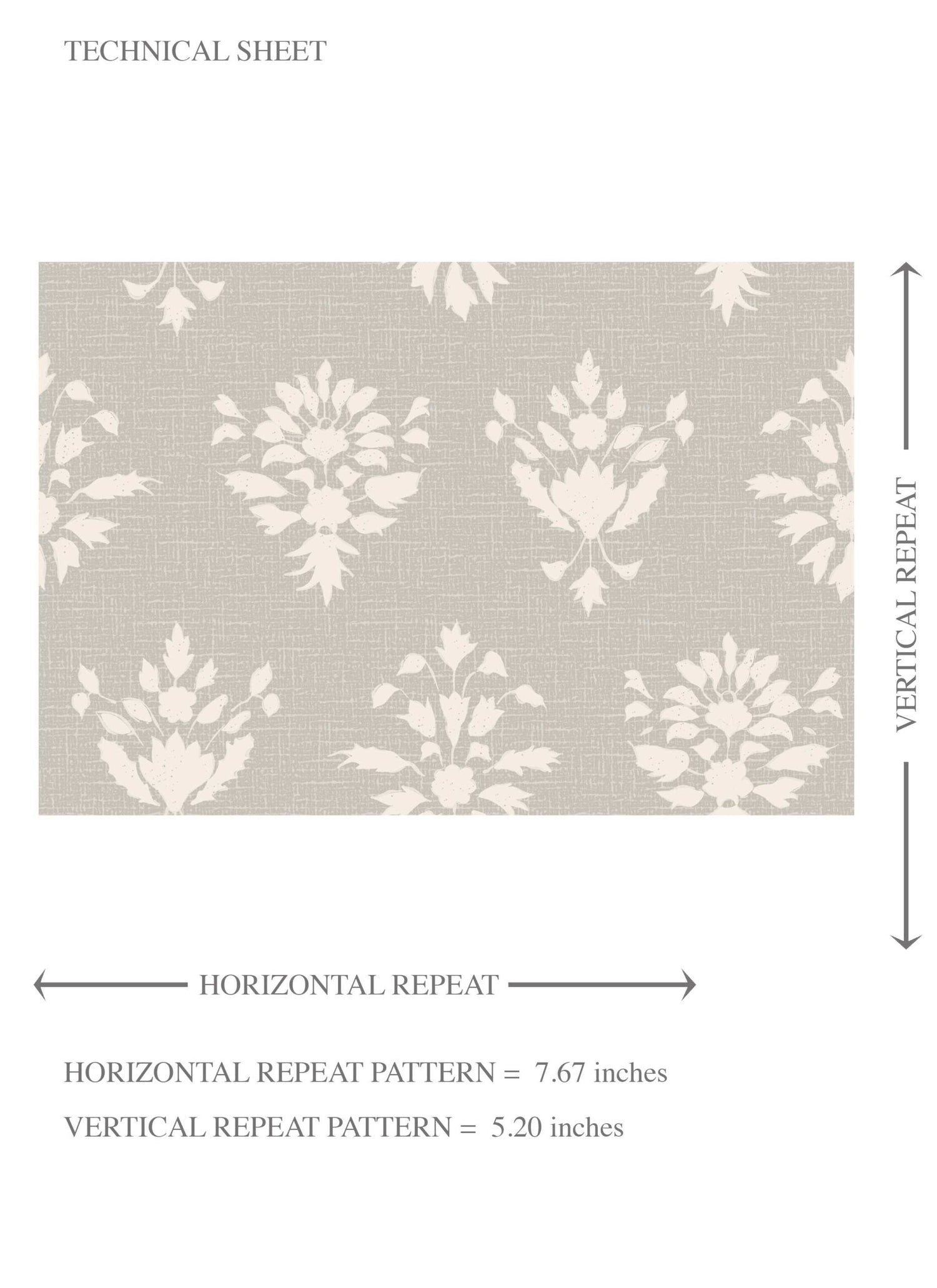 Neutral Floral Block Print Kids Room Wallpaper (Warm Gray/ Beige/ Taupe/ Off-White)