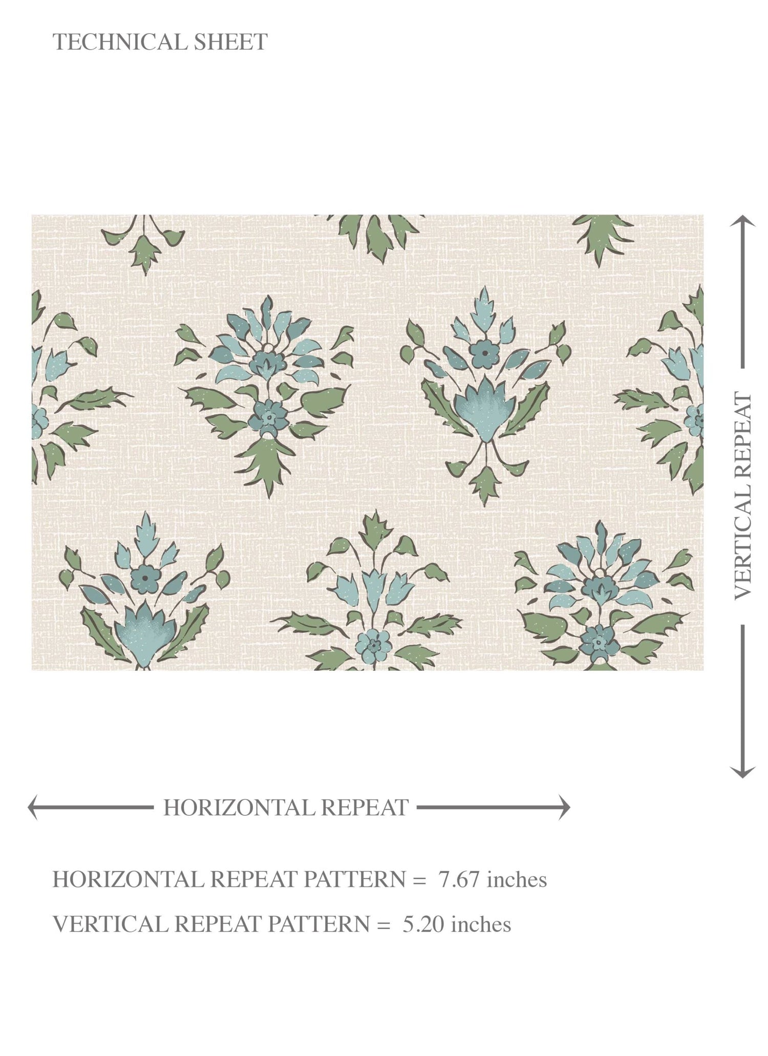Floral Block Print Kids Room Wallpaper (Green/ Pale Blue)
