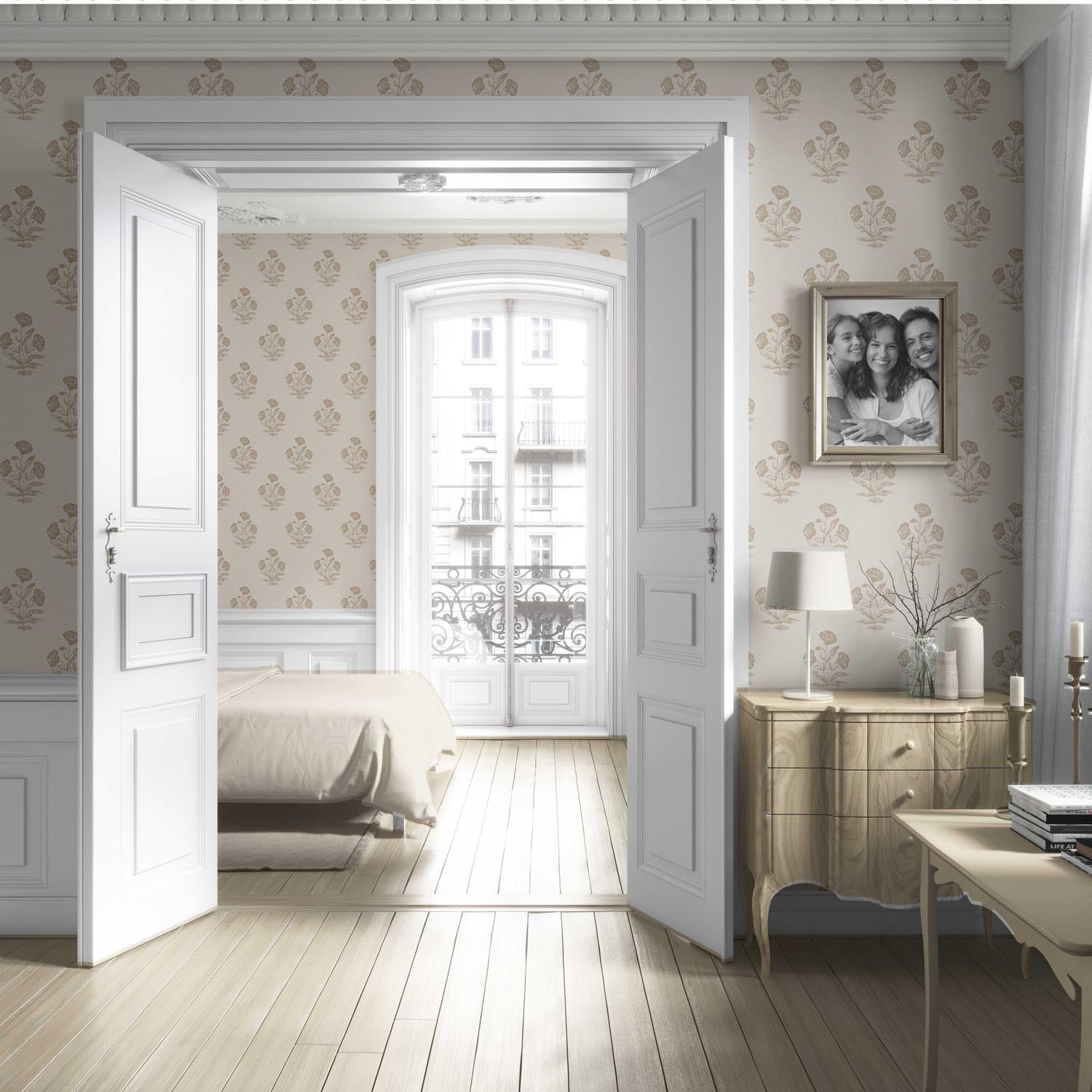 Neutral Floral Block Print Living Room Wallpaper (Light Brown/ Beige/ Taupe)