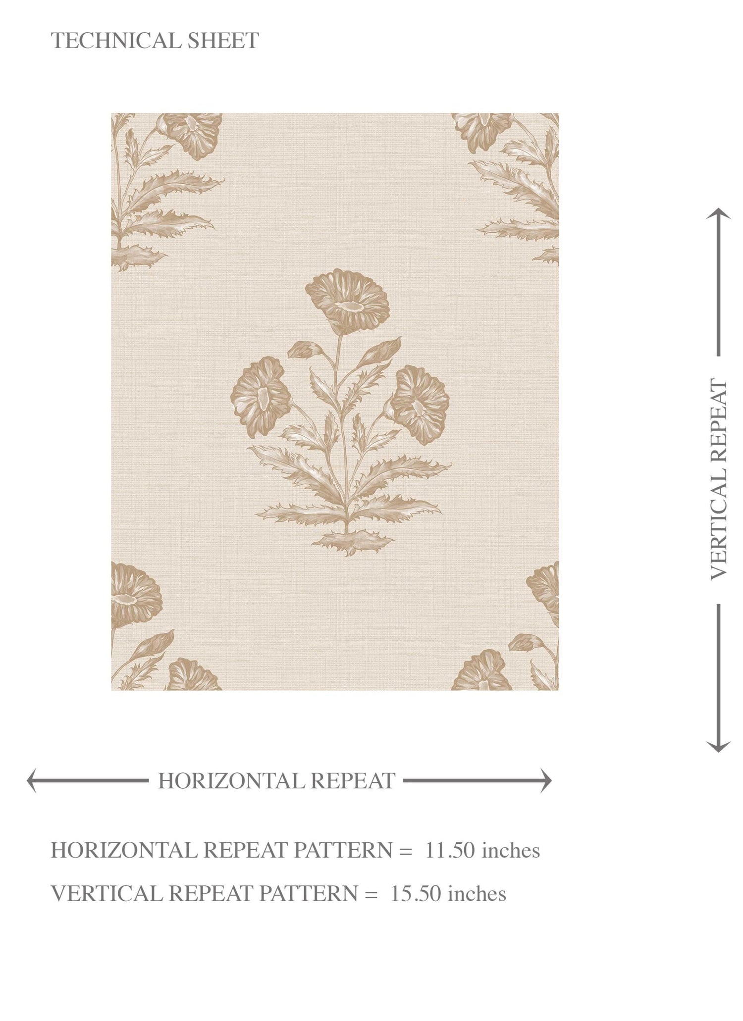 Neutral Floral Block Print Kids Room Wallpaper (Light Brown/ Beige/ Taupe)