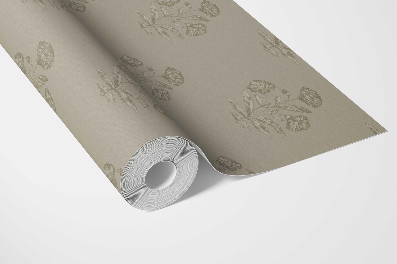 Floral Block Print Bathroom Wallpaper (Olive Gray)