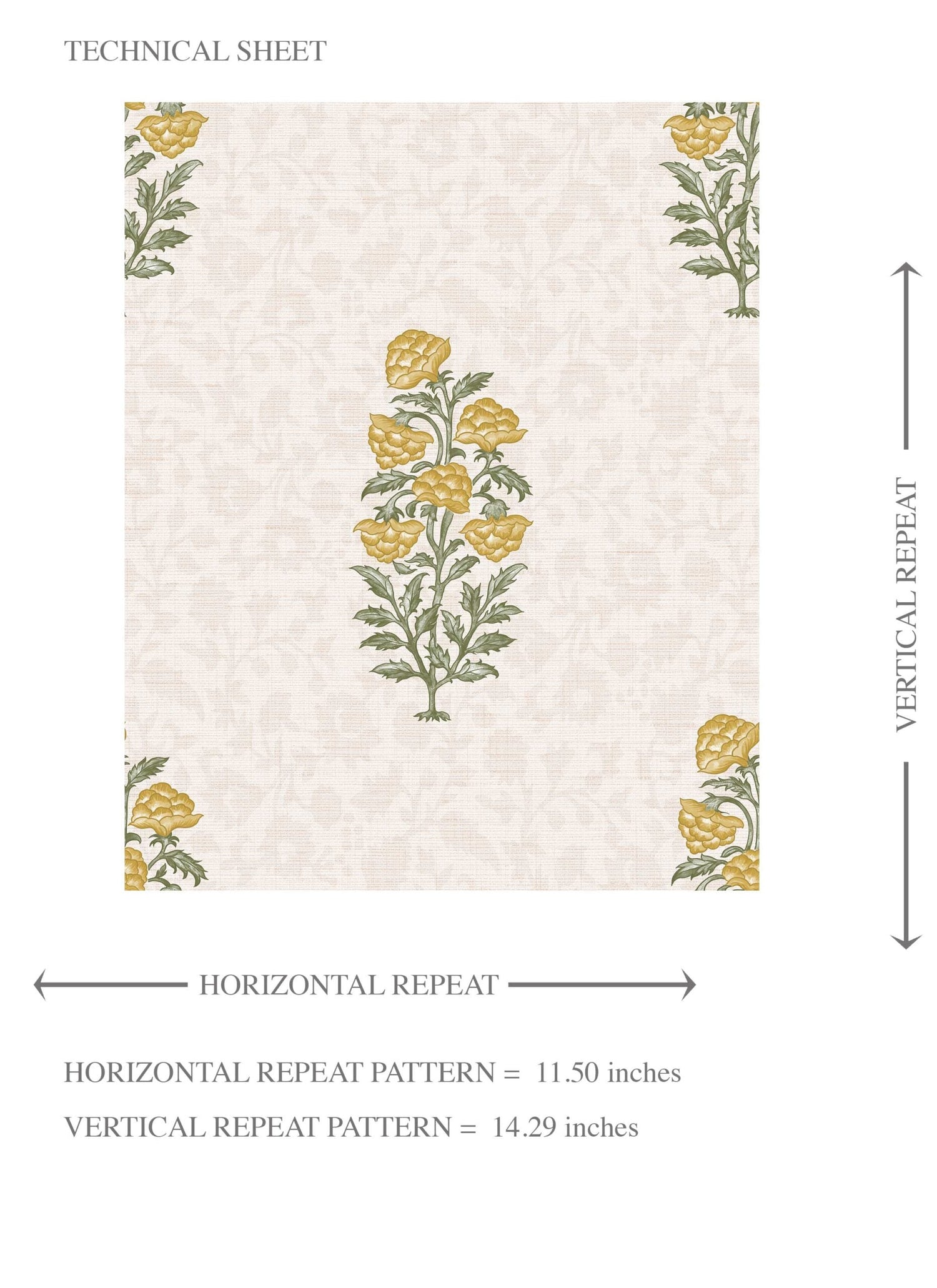 Floral Block Print Kids Room Wallpaper (Yellow/ Green)