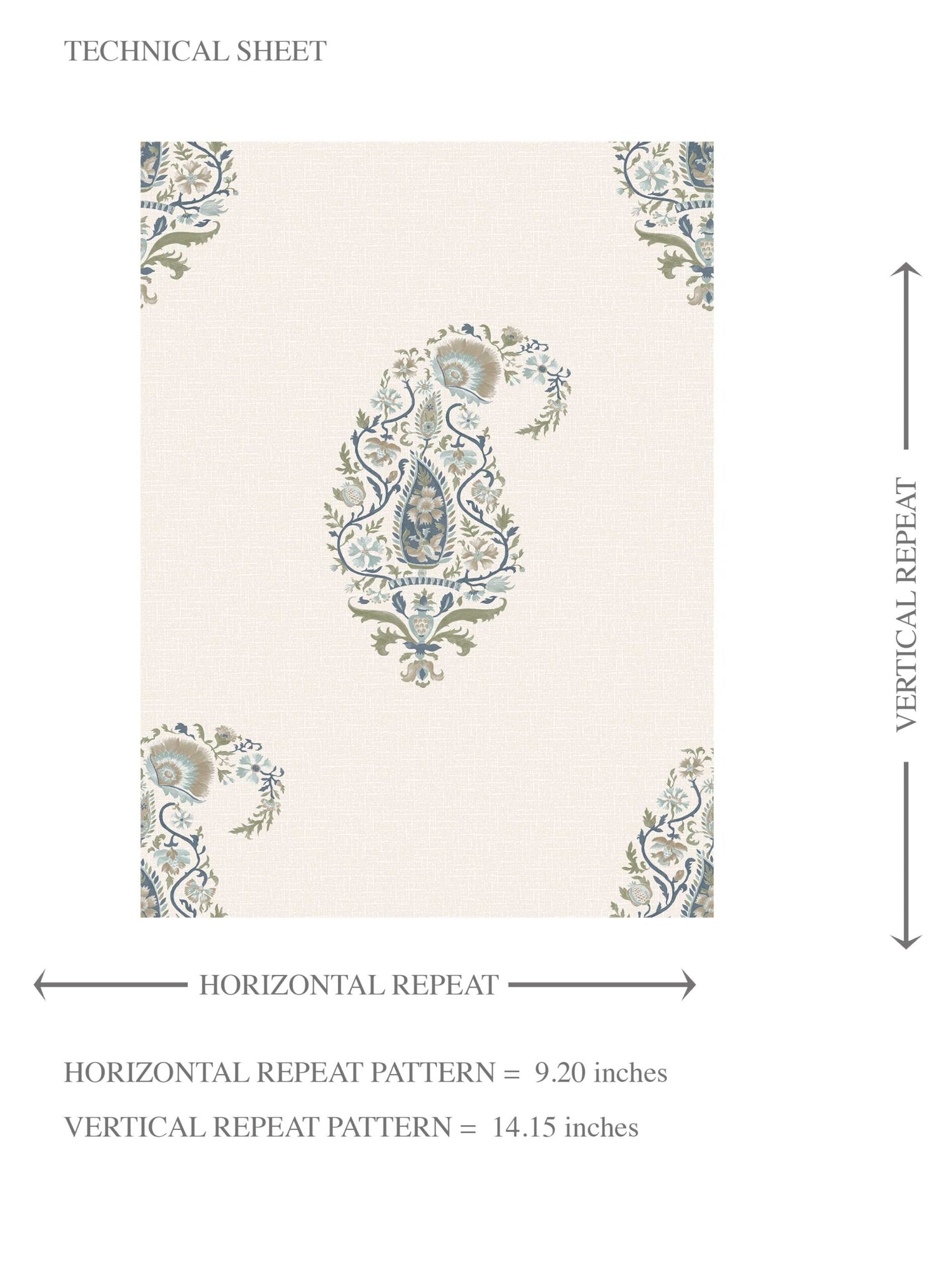 Paisley Floral Kids Room Wallpaper (Beige/ Blue/ Green)
