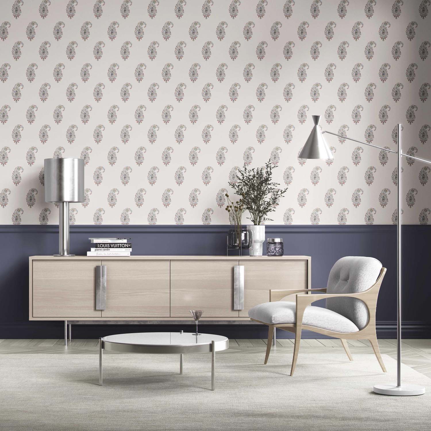 Paisley Floral Kitchen Wallpaper (Beige/ Navy Blue/ Deep Red/ Gray)