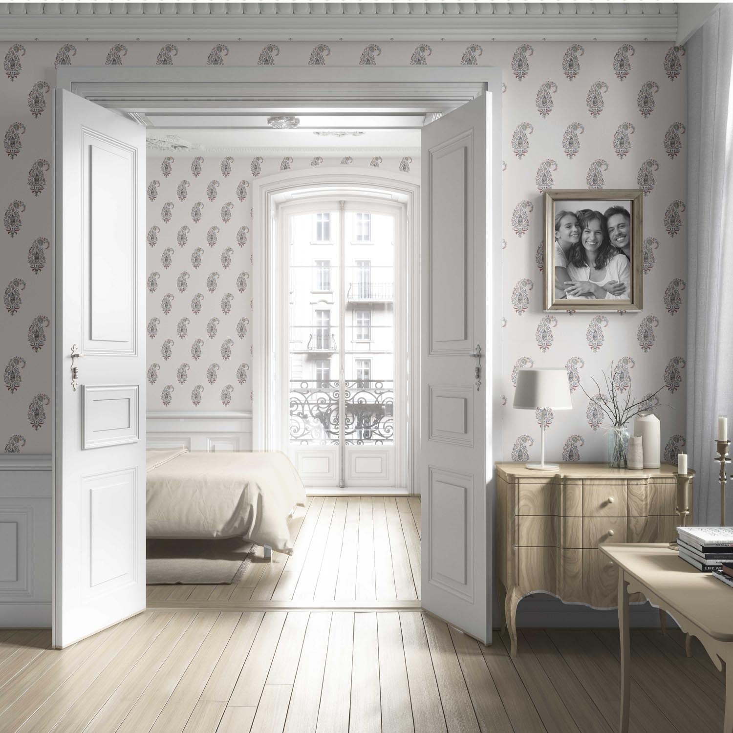 Paisley Floral Living Room Wallpaper (Beige/ Navy Blue/ Deep Red/ Gray)