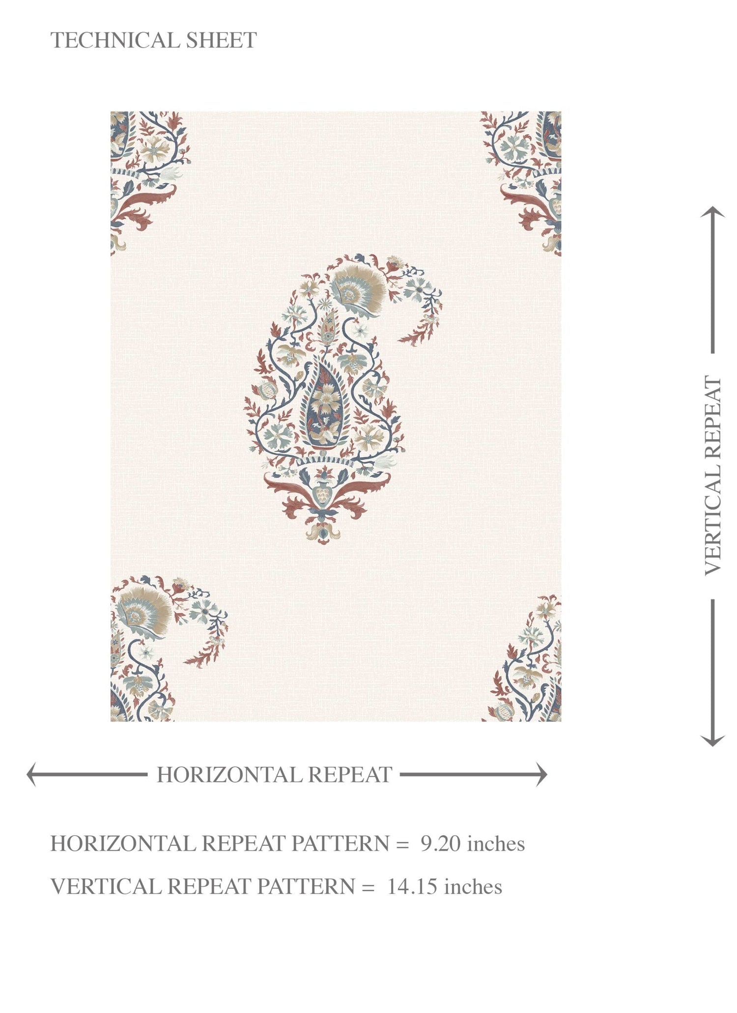 Paisley Floral Kids Room Wallpaper (Beige/ Navy Blue/ Deep Red/ Gray)
