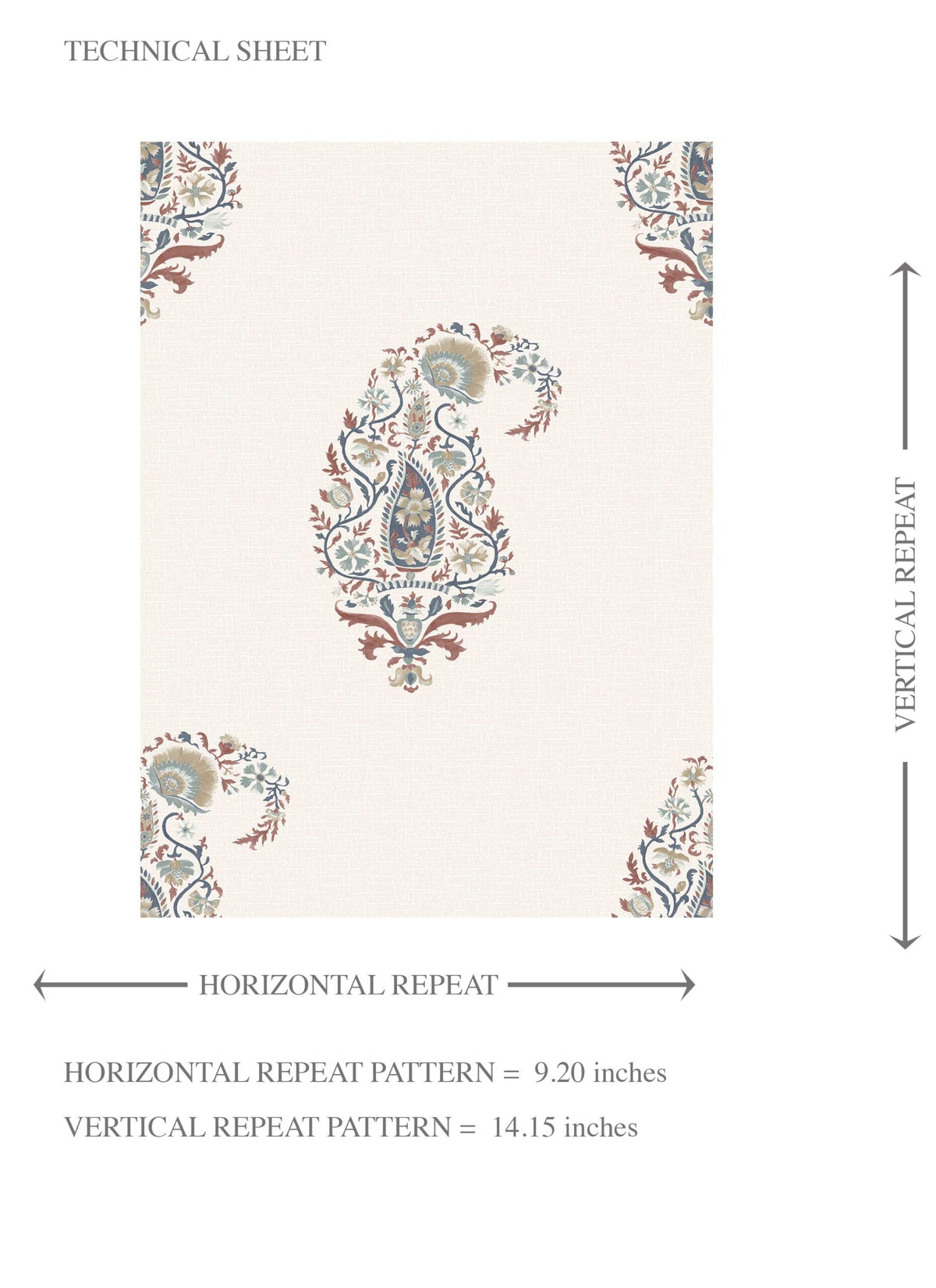 Paisley Floral Kids Room Wallpaper (Beige/ Navy Blue/ Deep Red/ Gray)
