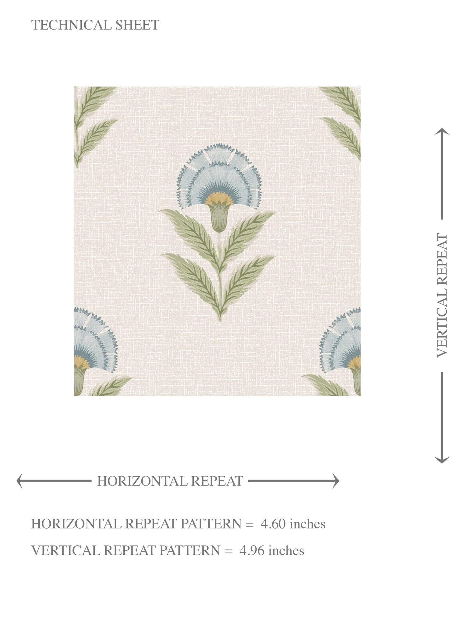 Floral Block Print Kids Room Wallpaper (Blue/ Green)
