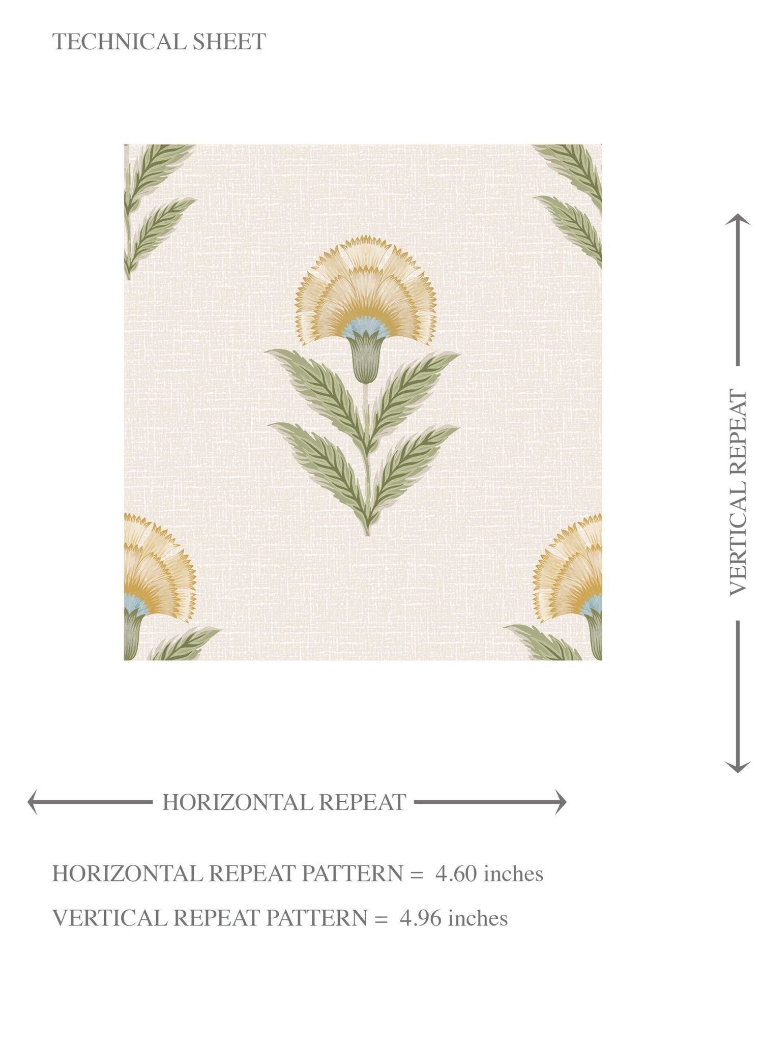Floral Block Print Kids Room Wallpaper (Pale Yellow/ Green)