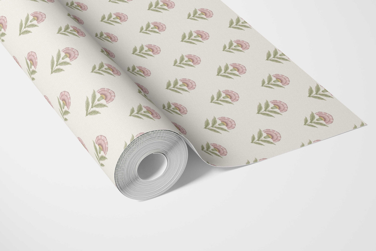 Floral Block Print Kitchen Wallpaper (Pink/ Green)