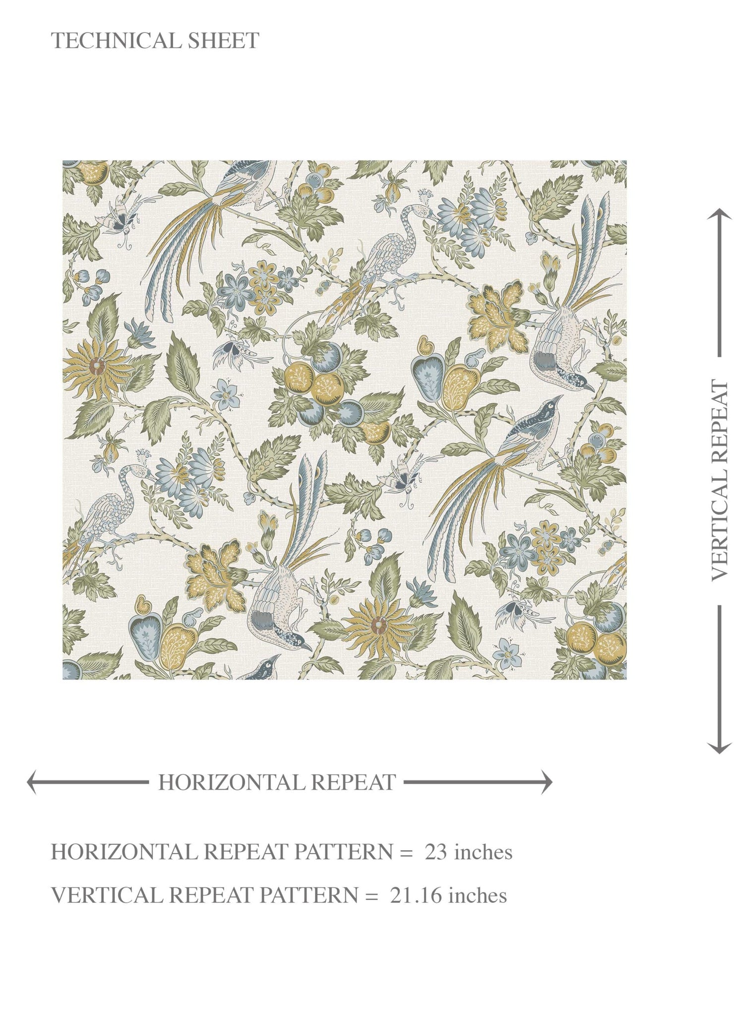 Floral/ Birds Print Kids Room Wallpaper (Blue/ Green/ Yellow/ Gray)