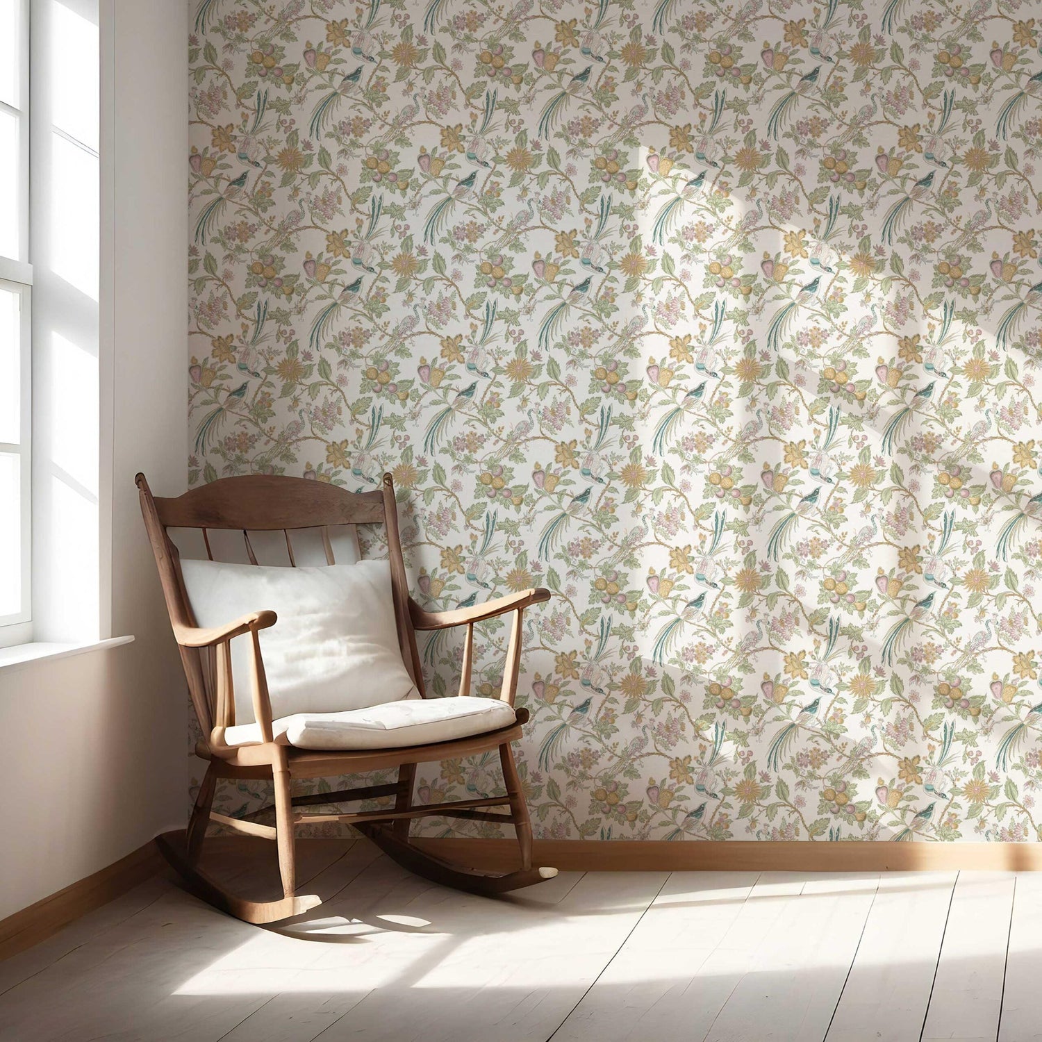 Floral/ Birds Print Nursery Wallpaper (Pink/ Yellow/ Green/ Blue)