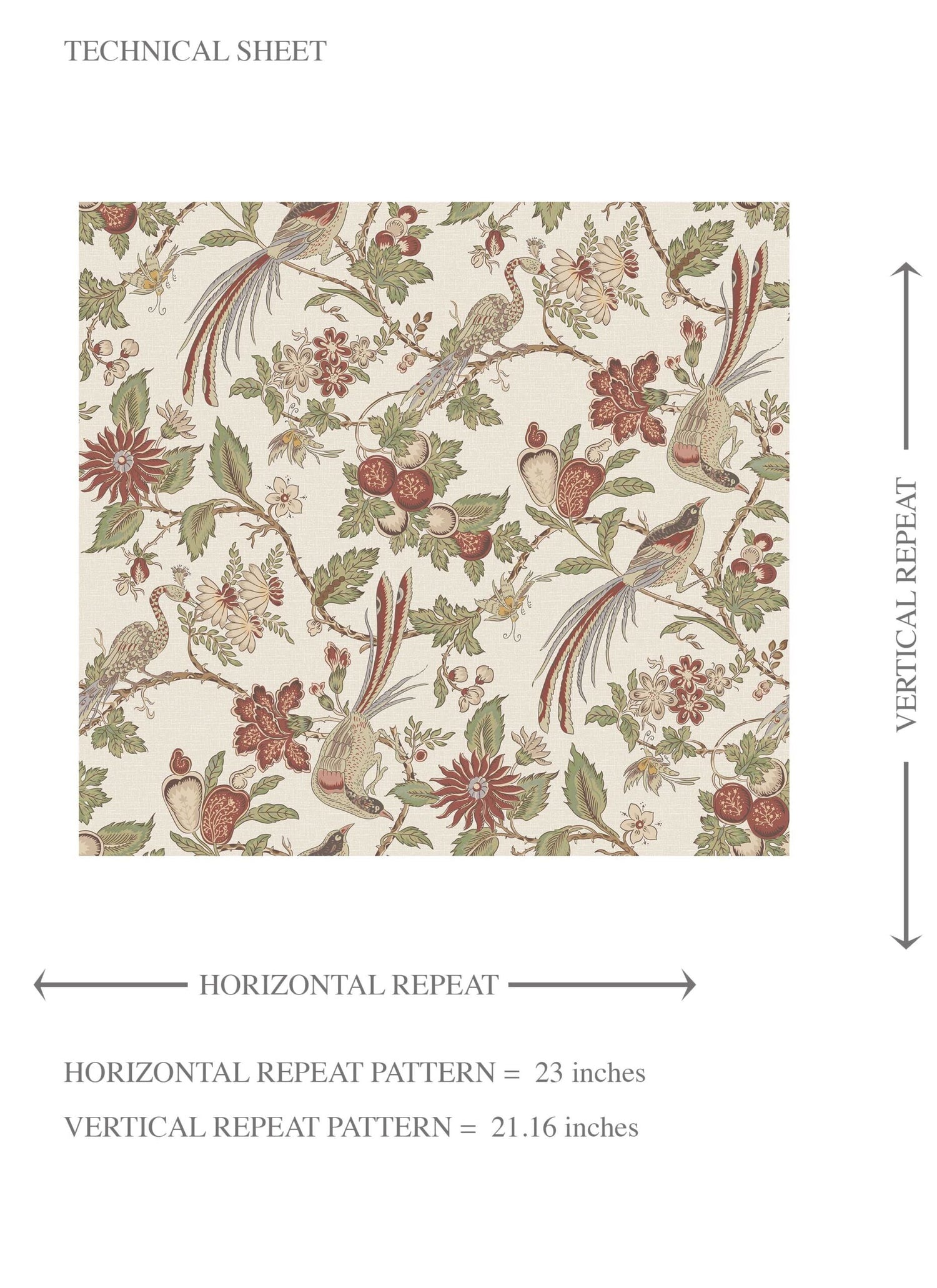 Floral/ Birds Print Kids Room Wallpaper (Red/ Brown/ Green/ Beige)