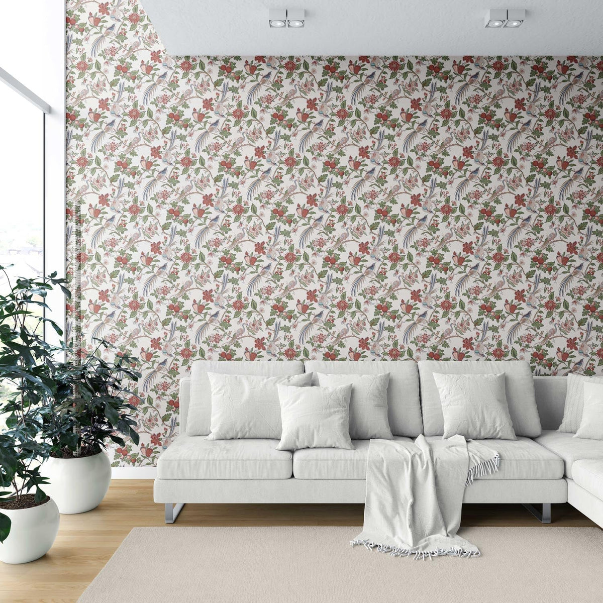 Floral/ Birds Print Shower Toilet Wallpaper (Deep Red/ Pink/ Green/ Gray/ Blue)