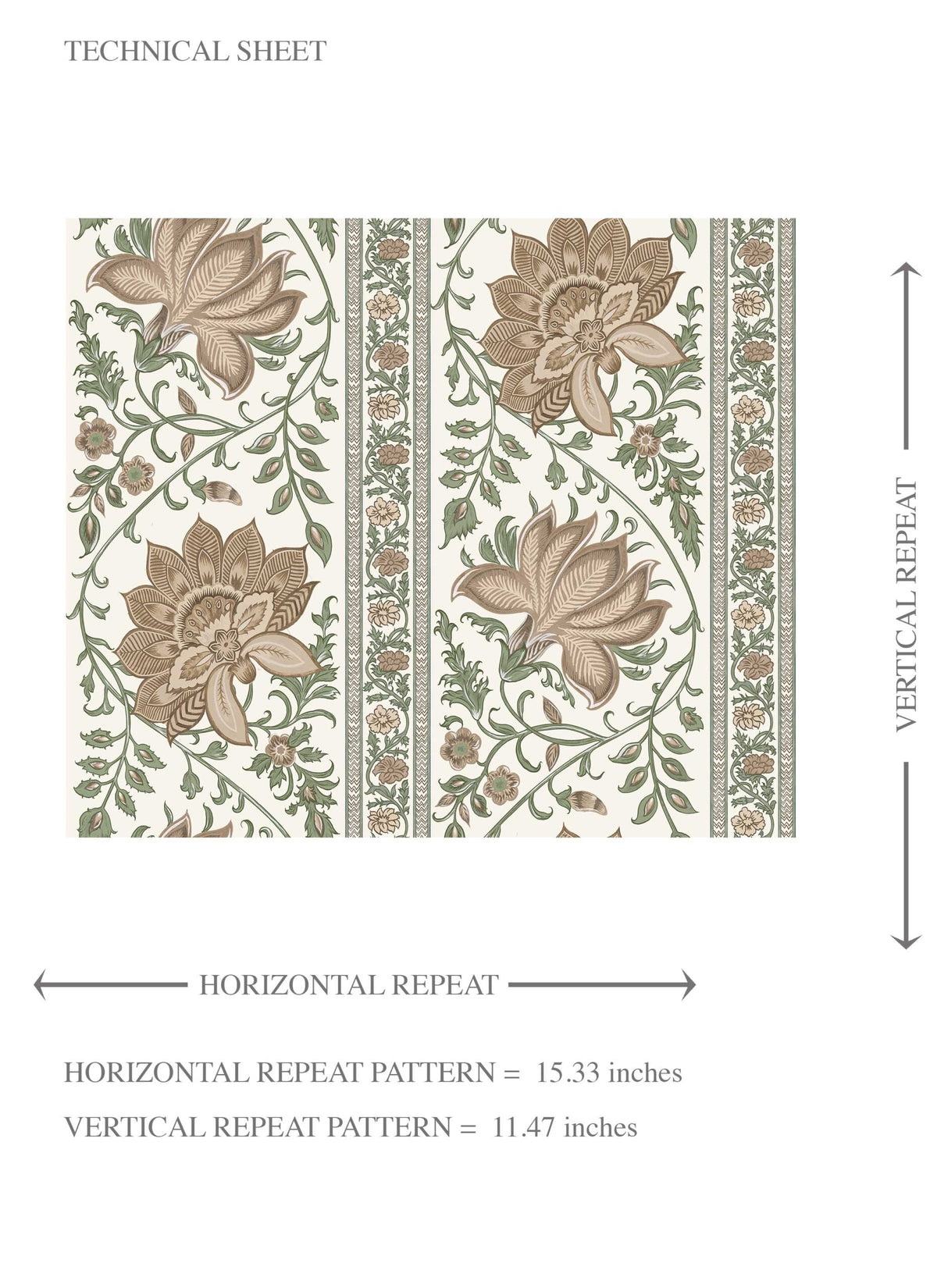 Vintage Floral Striped/ Botanical Kids Room Wallpaper (Brown/ Green)