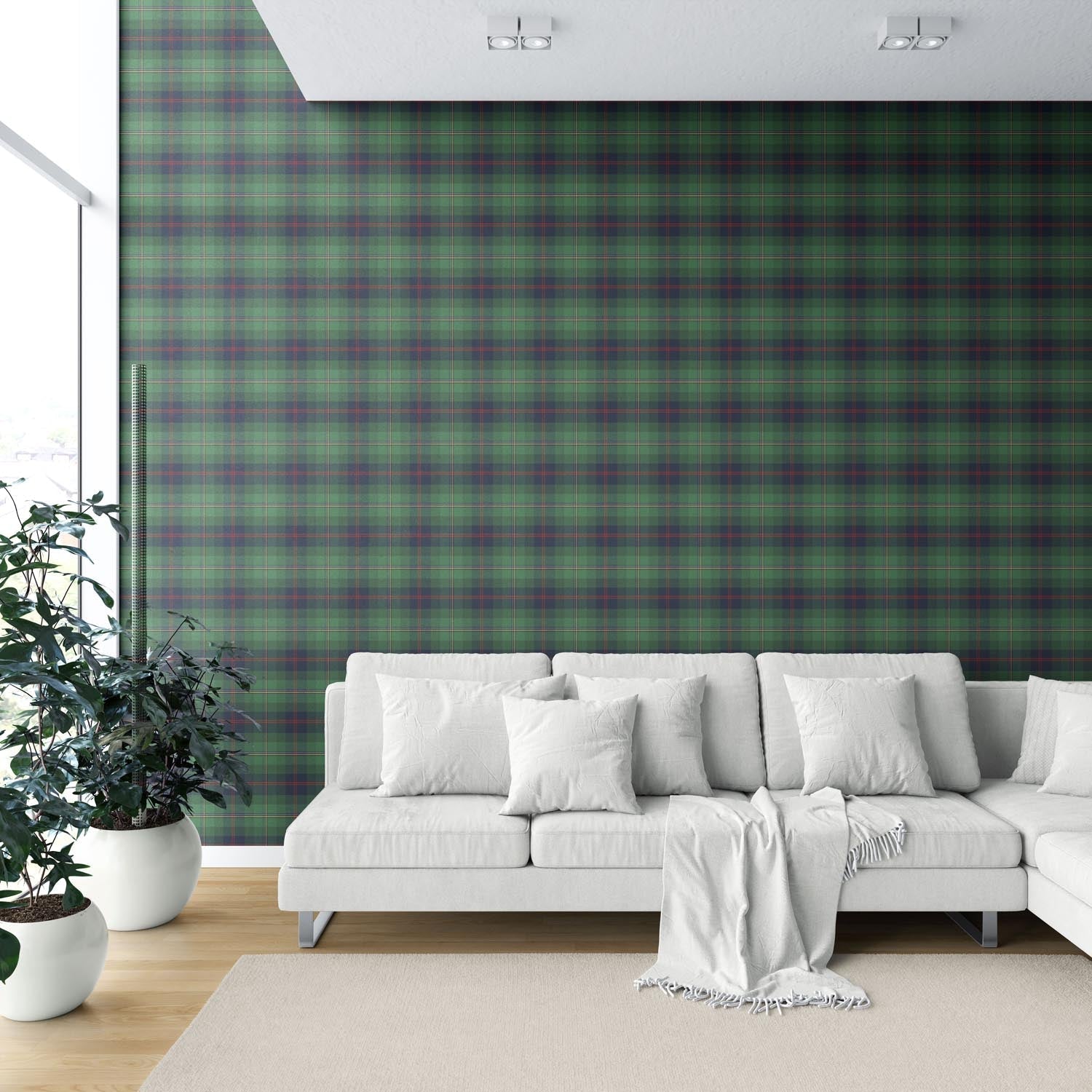 Geometric Plaid Checkered Shower Toilet Wallpaper (Green/ Navy Blue/ Red/ Yellow)