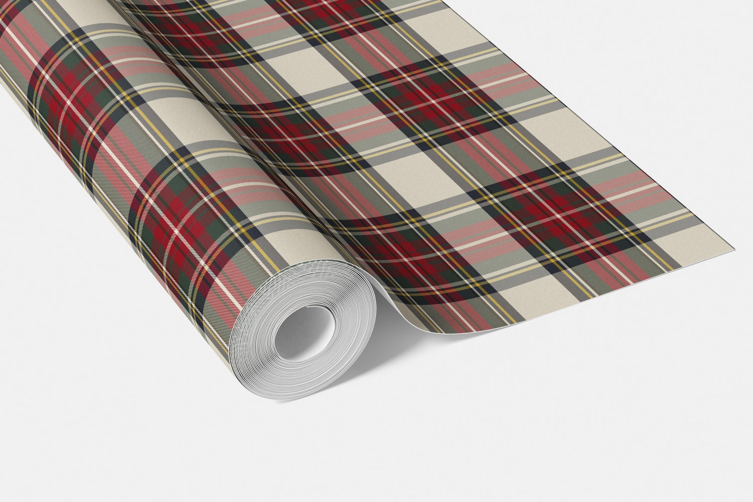 Geometric Plaid Checkered Bathroom Wallpaper (Red/ Cream/ Green/ Yellow)