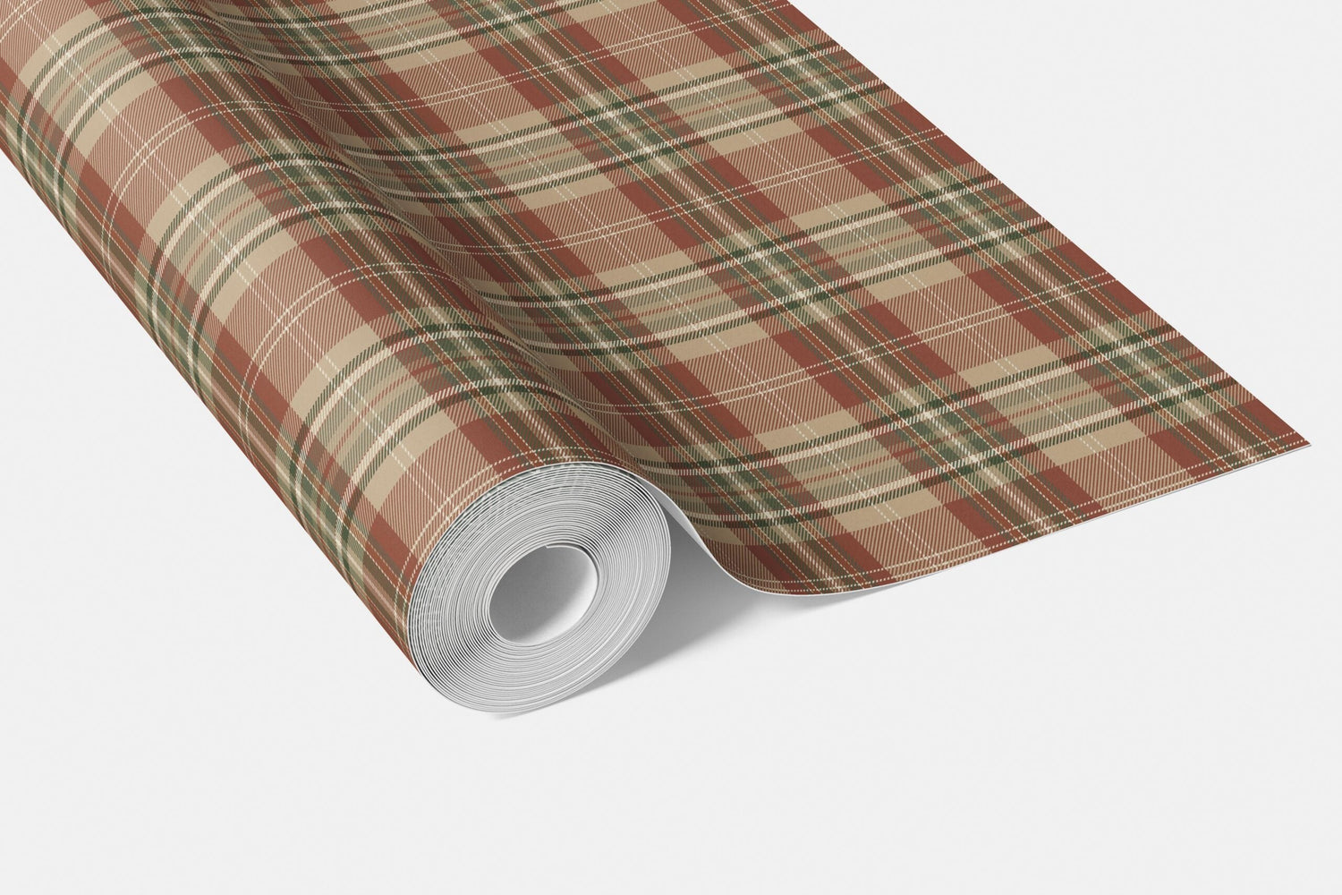 Geometric Plaid Checkered Bathroom Wallpaper (Red/ Brown/ Beige/ Green)