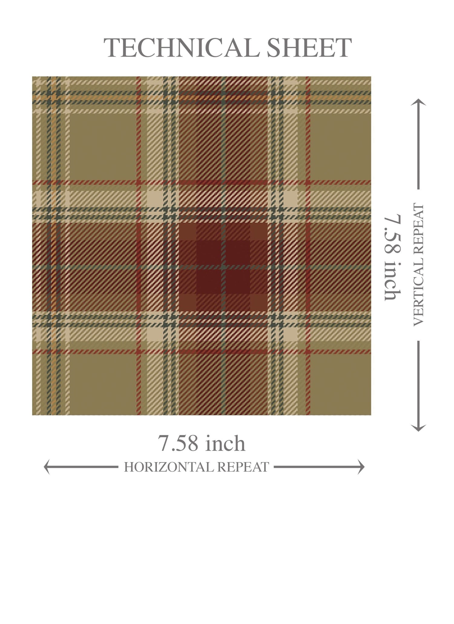 Geometric Plaid Checkered Kids Room Wallpaper (Olive Green/ Brown/ Red)