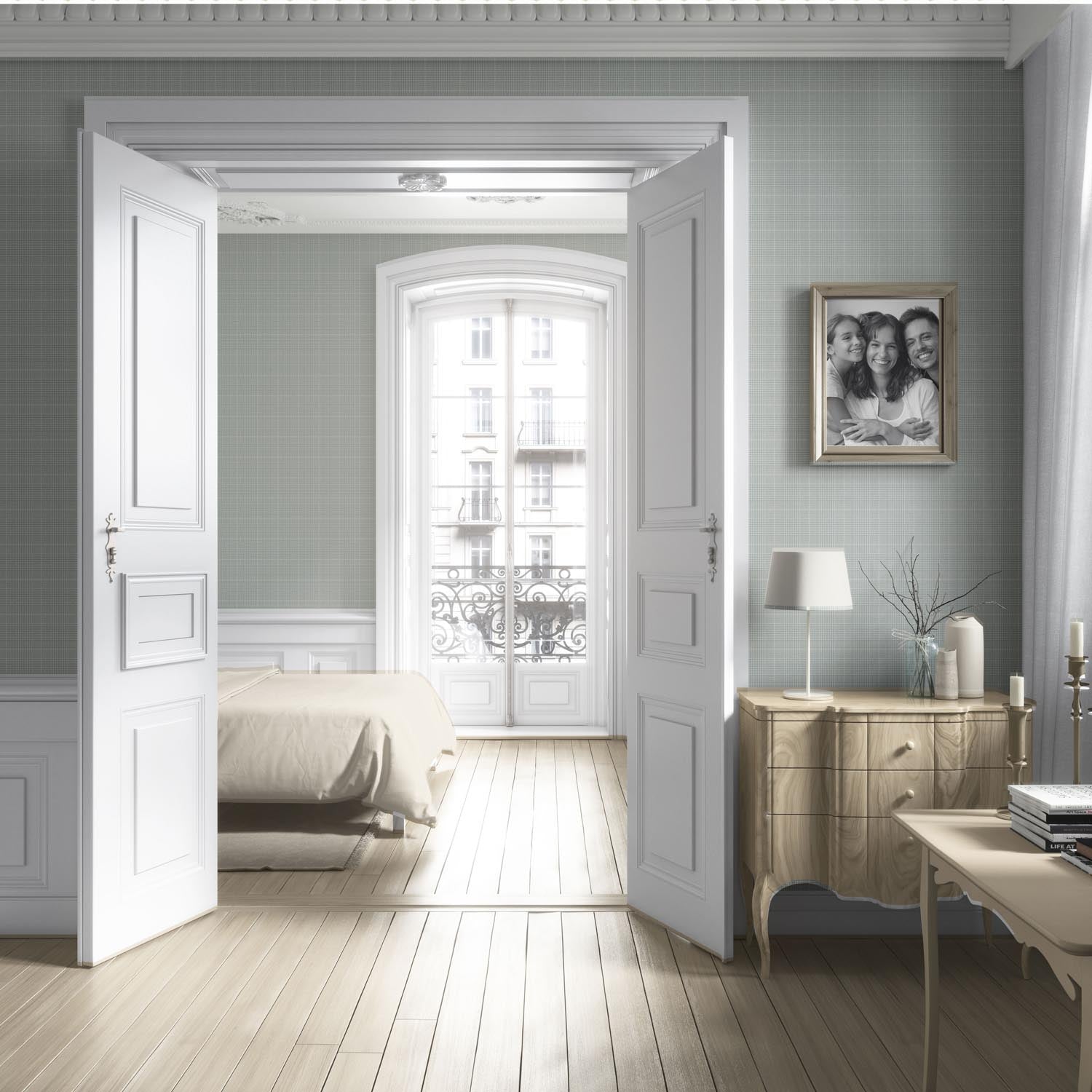 Neutral Plain/ Textured Check Living Room Wallpaper (Sage Gray)
