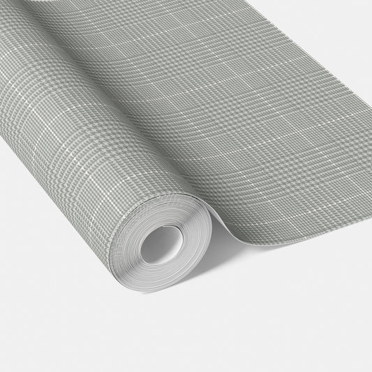 Neutral Plain/ Textured Check Traditional Wallpaper (Sage Gray)