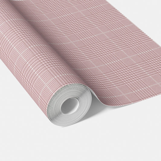 Plain/ Textured Check Traditional Wallpaper (Pink)