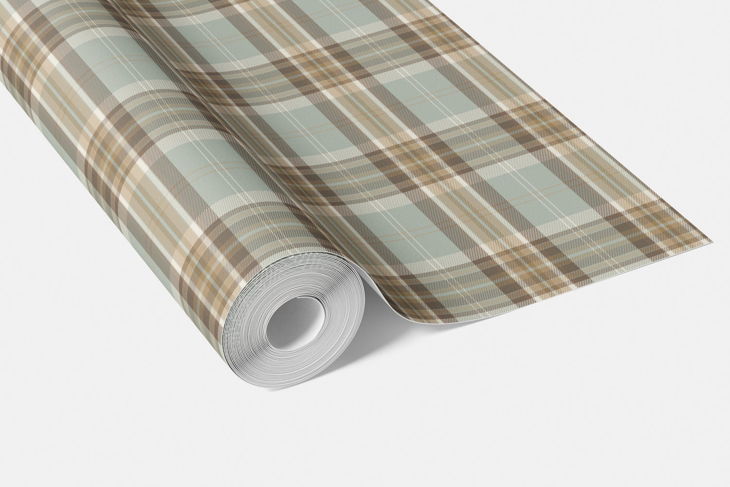 Geometric Plaid Checkered Bathroom Wallpaper (Gray-Green/ Brown/ Beige/ Cream)
