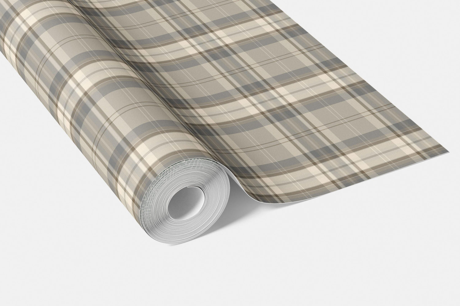 Neutral Geometric Plaid Checkered Bathroom Wallpaper (Gray/ Taupe/ Greige/ Brown)