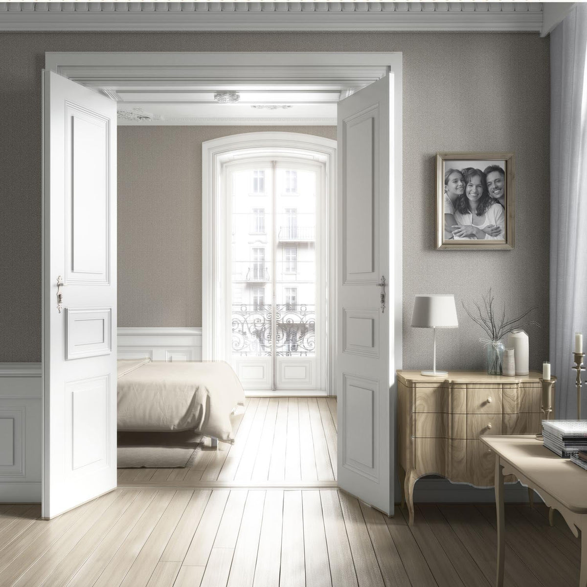 Neutral Herringbone Textured Living Room Wallpaper (Warm Gray/ Taupe)