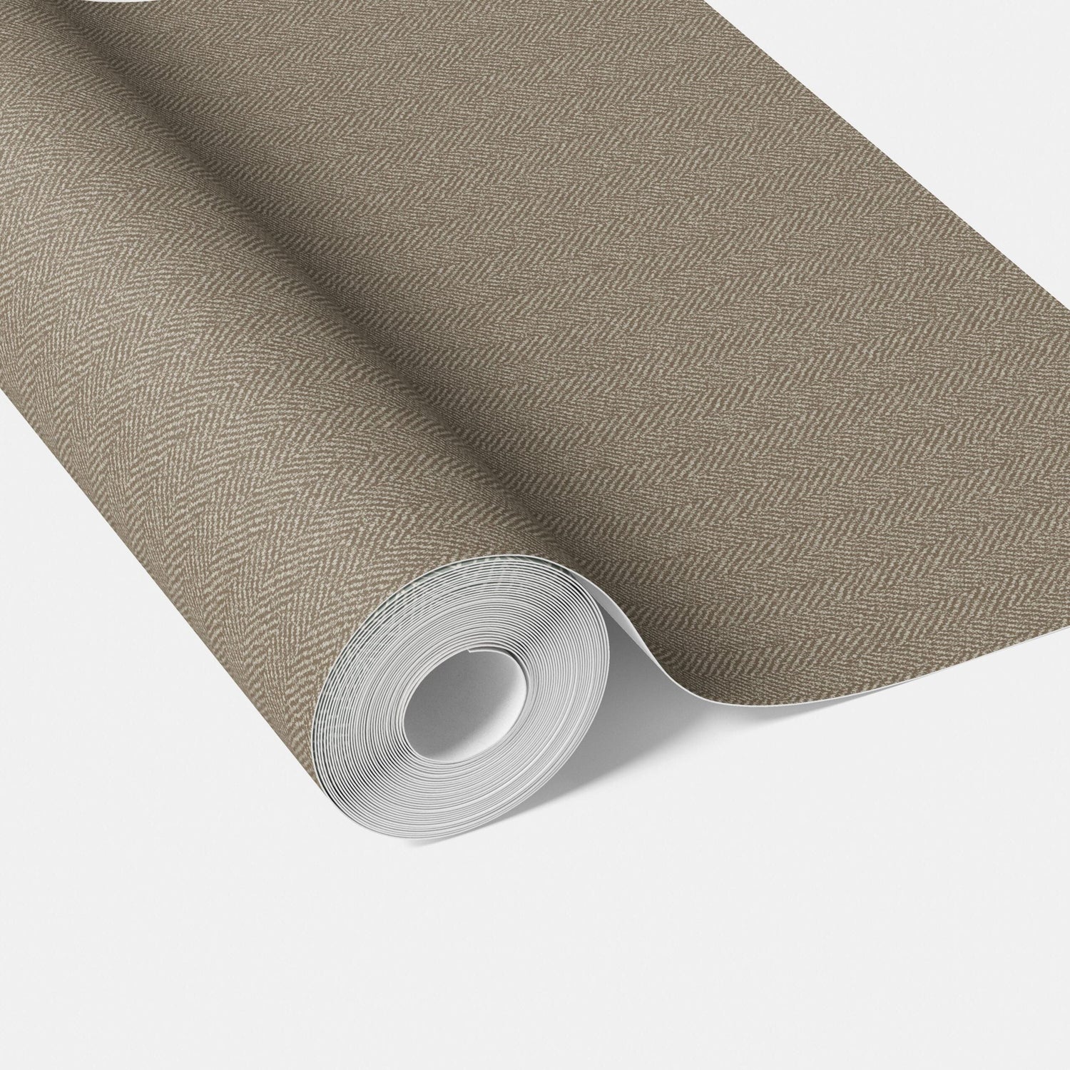 Neutral Herringbone Textured Traditional Wallpaper (Brown/ Taupe/ Warm Gray)